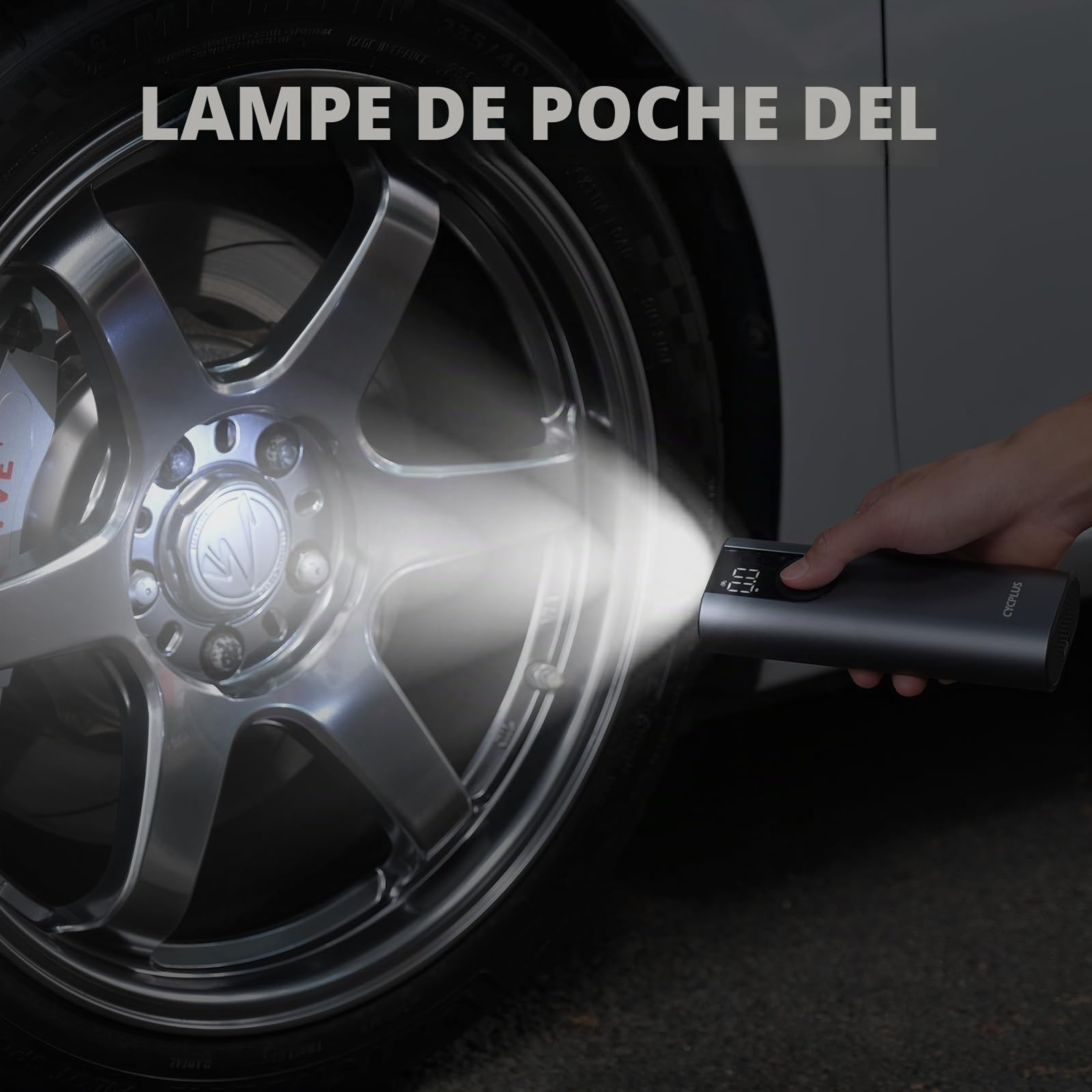 CYCPLUS Compresseur d'air Portable Tire Inflator, Pompe à air sans Fil 150 PSI avec écran LCD numérique pour la Pression, Compresseur d'air électrique pour Voiture, Moto, vélo et balles