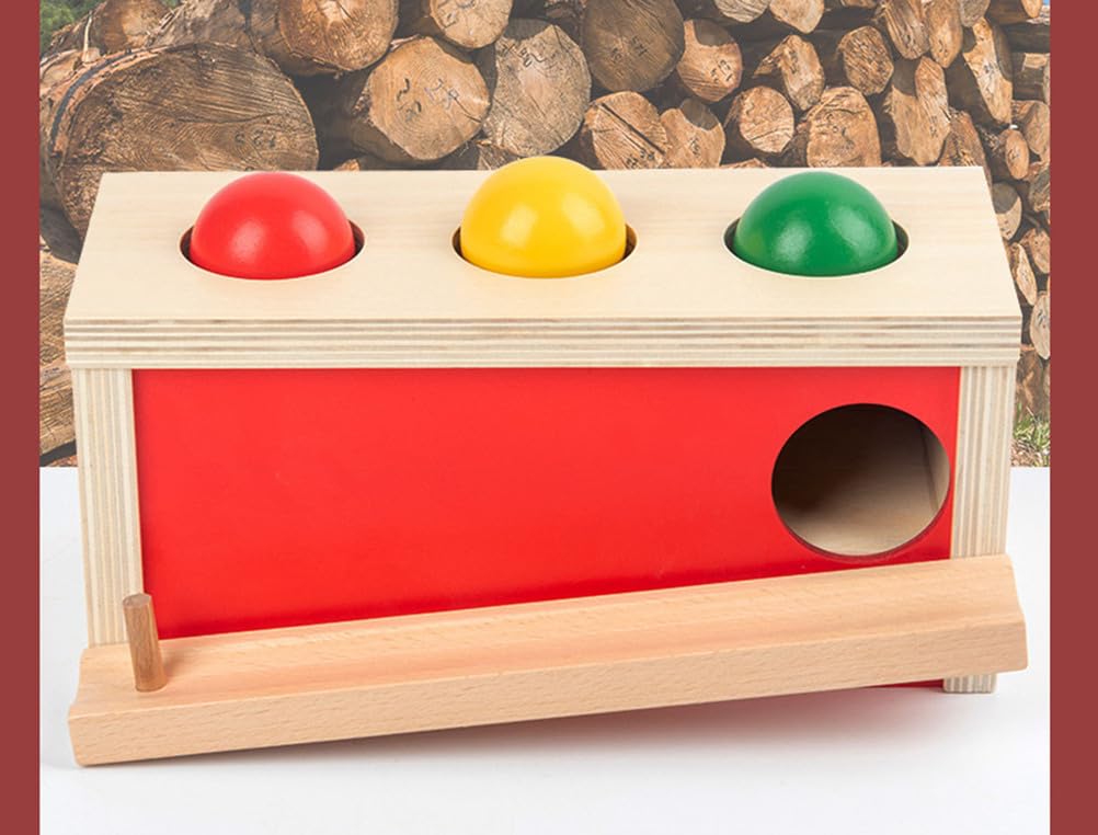 Montessori Boîte de chute de boules en bois, activité d'apprentissage précoce, reconnaissance des couleurs et coordination des bras, cadeau éducatif pour enfants