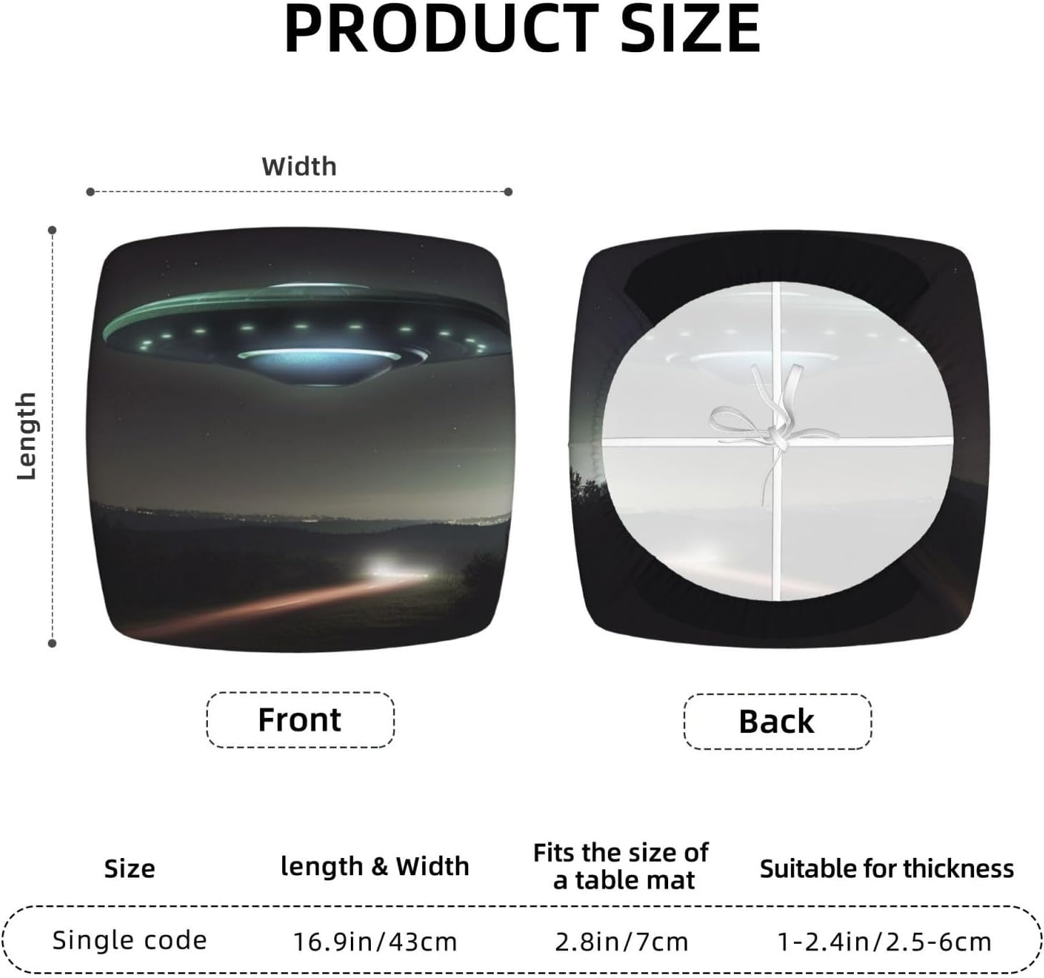 UFO at Night Print Square Cushion Covers 6 Pcs Set Elastic Non-Slip Seat Cushion Slipcovers Pet Furniture Protectors for Chair, Sofa