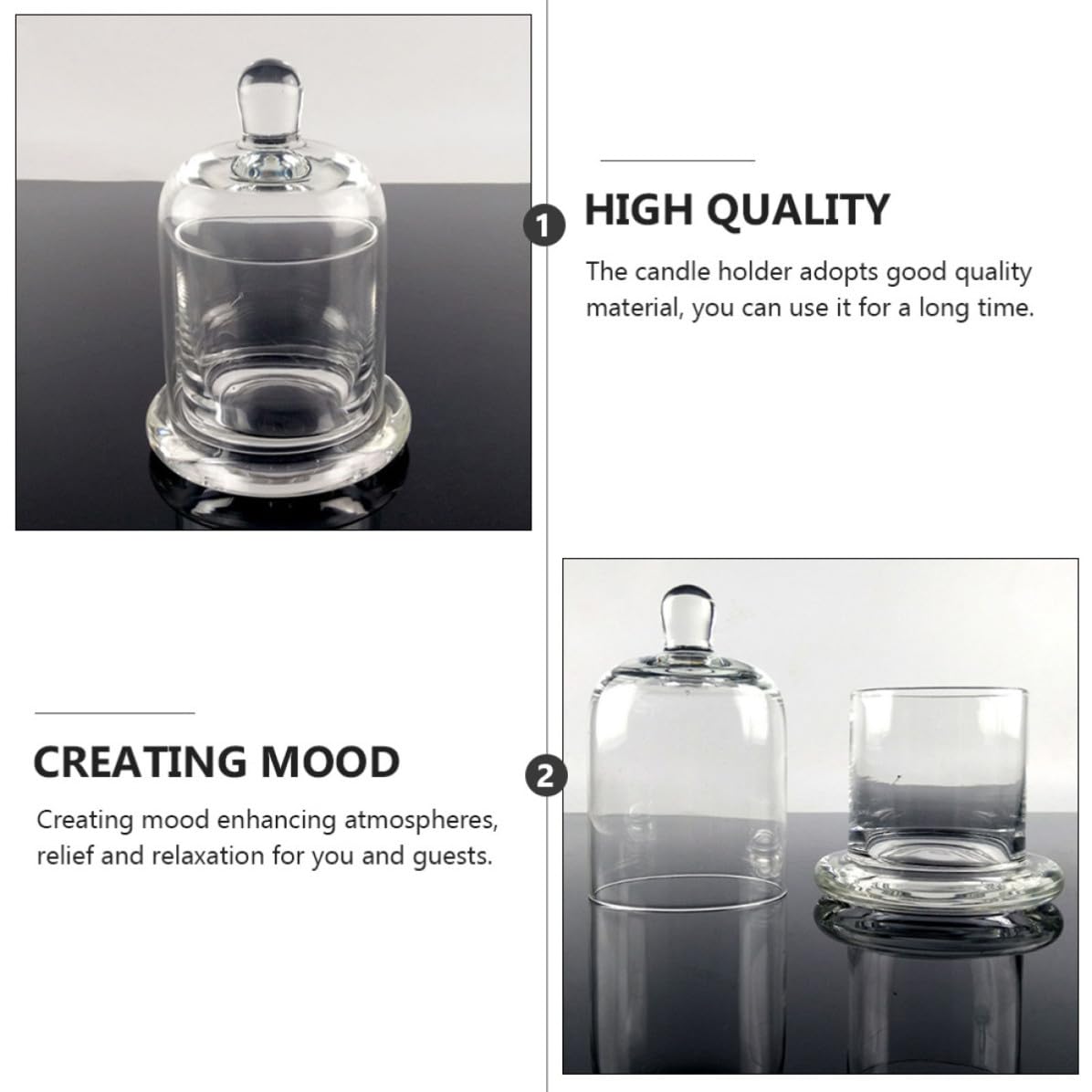 UKCOCO Kerzenbecher Dekorativer Kerzenständer 2 Stück aus Glas mit Schlichtem Design als Geschenk Romantisch und Funktional für Zuhause für Geburtstage und Jubiläen