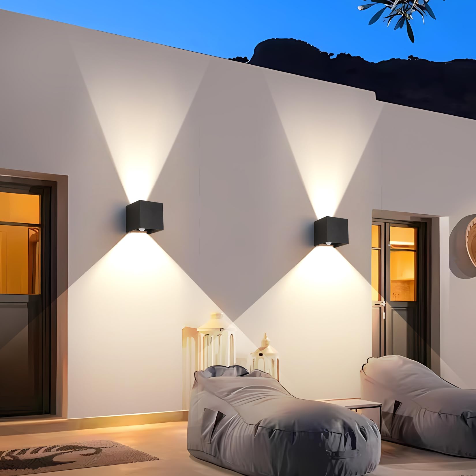 FUPE 2 Piezas LED 15W Aplique de Pared Exterior Interior Luz Ajustable de 3 Colores IP65 Impermeable Lámparas de Pared Apliques de exterior cuadrada de aluminio Ángulo de luz ajustable 11CM Antracita — view 83