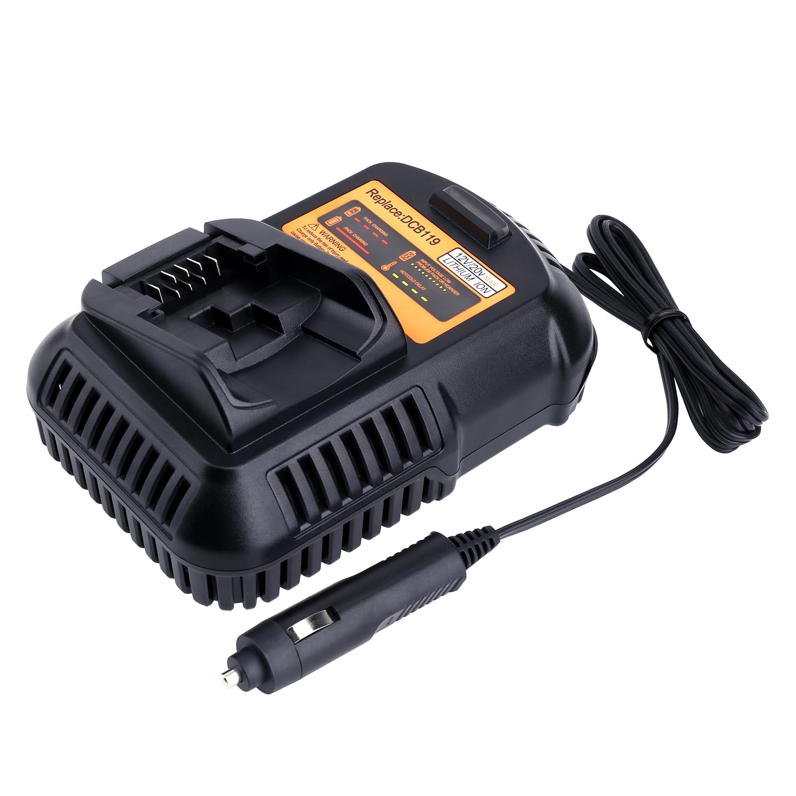 DCB119 Car Vehical Charger Replace for 20v 12V Battery Charger Compatible with 20V Max Lithium Battery DCB201 DCB202 DCB203 DCB204 DCB206 DCB606 DCB609