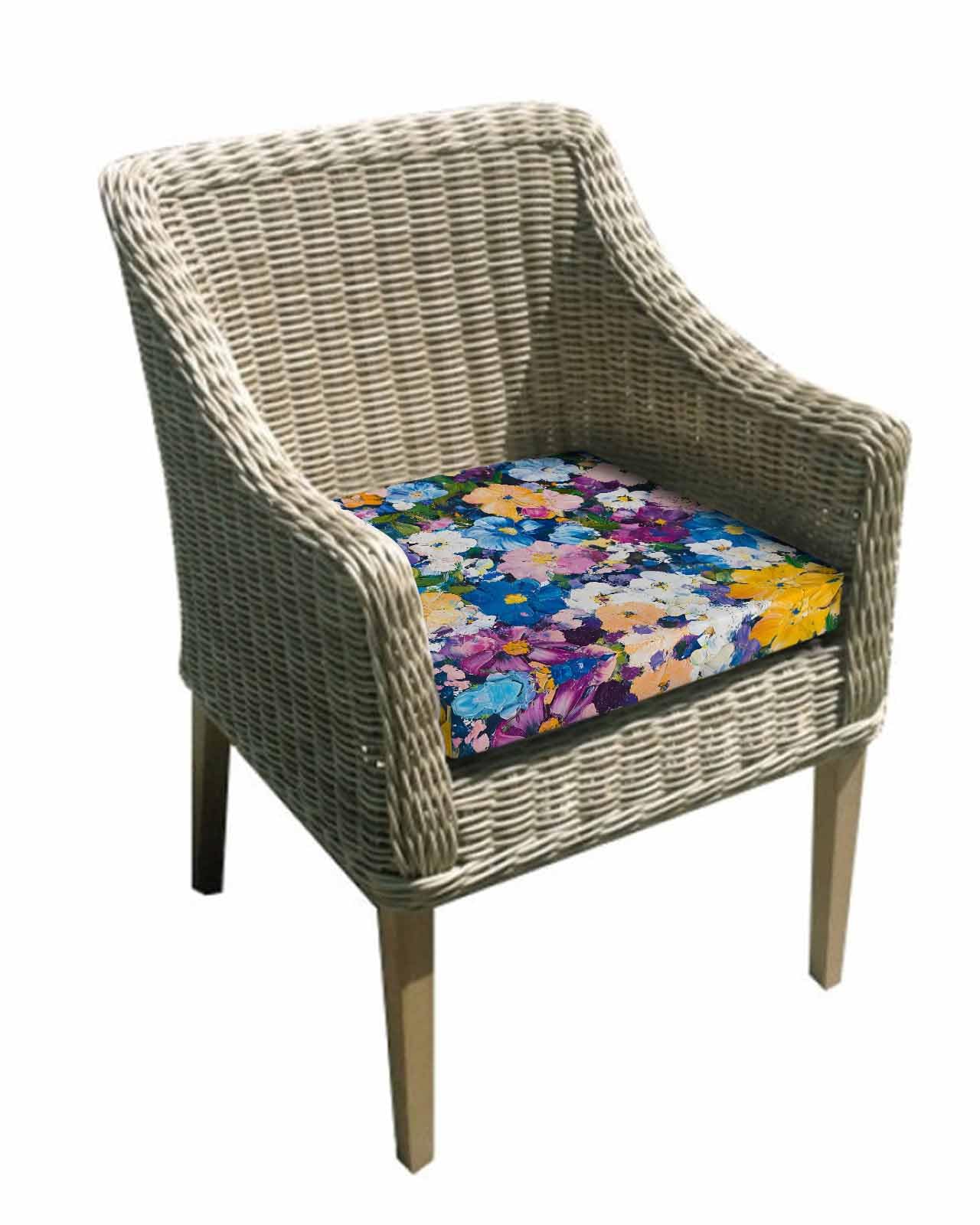 Spring Floral Outdoor Cushion Chair Cover Set of 2 - Waterproof Couch Seat Covers, Oil Painting Flowers Modern Abstract Art Patio Furniture Protector Cushions Slipcovers for Sofa/RV, 20