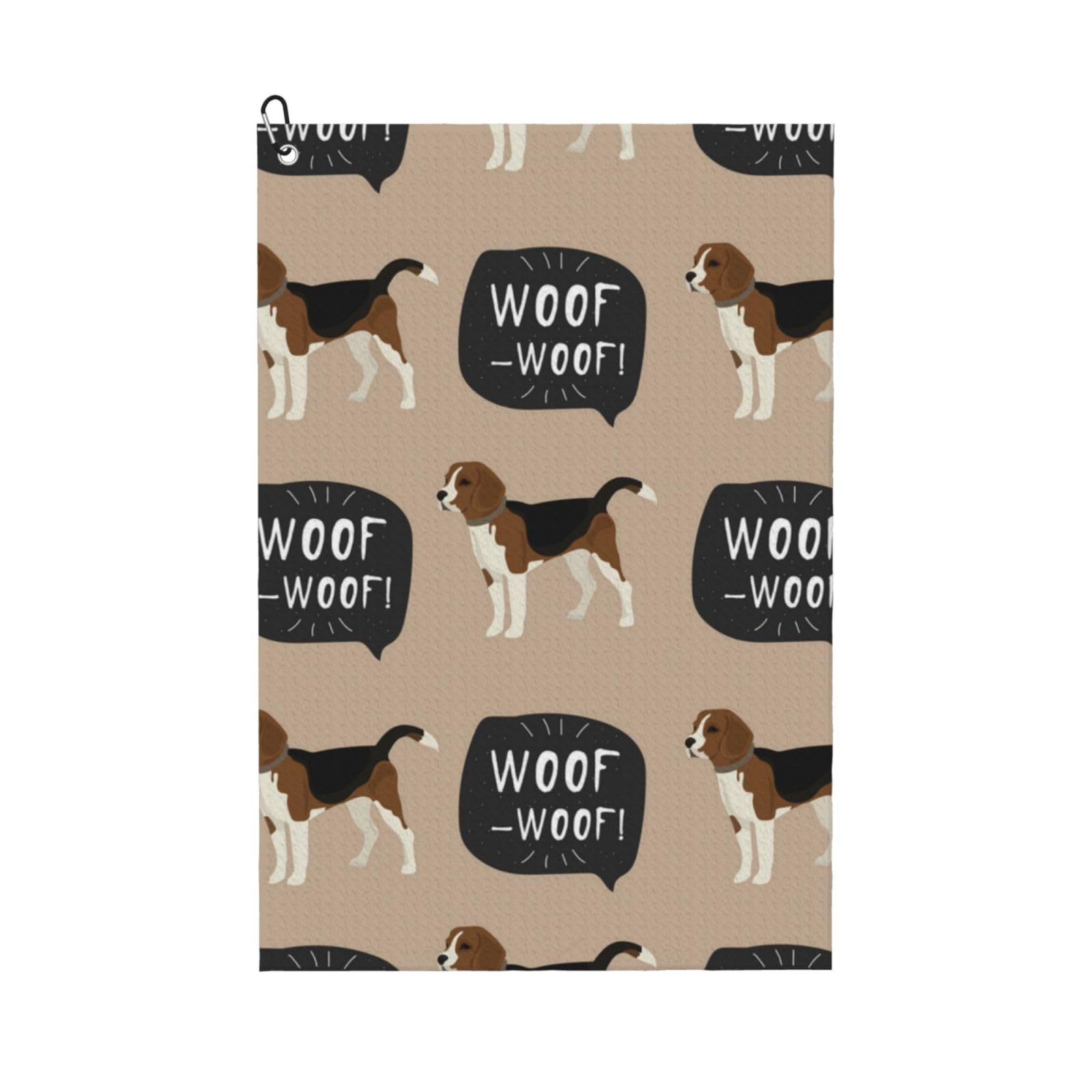 Hnnkloy Woof Beagle, 16x24 in Portable Waffle Golf Towels with Carabiner Clip for Golf Bag