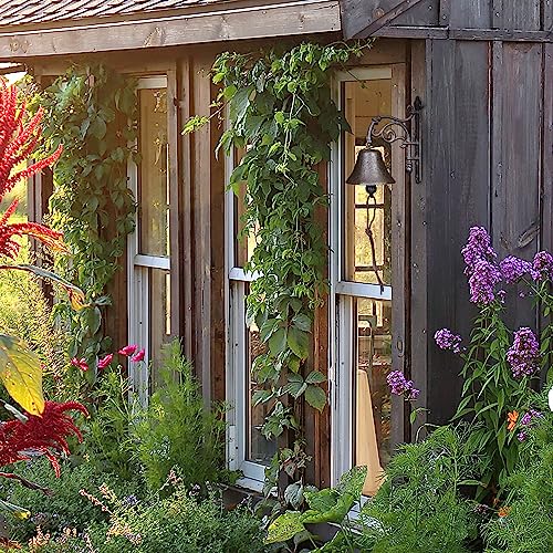 Relaxdays Türglocke Gusseisen, antikes Design, Gartenglocke Vintage, mit Kordel, Glocke für draußen, Wandglocke, braun