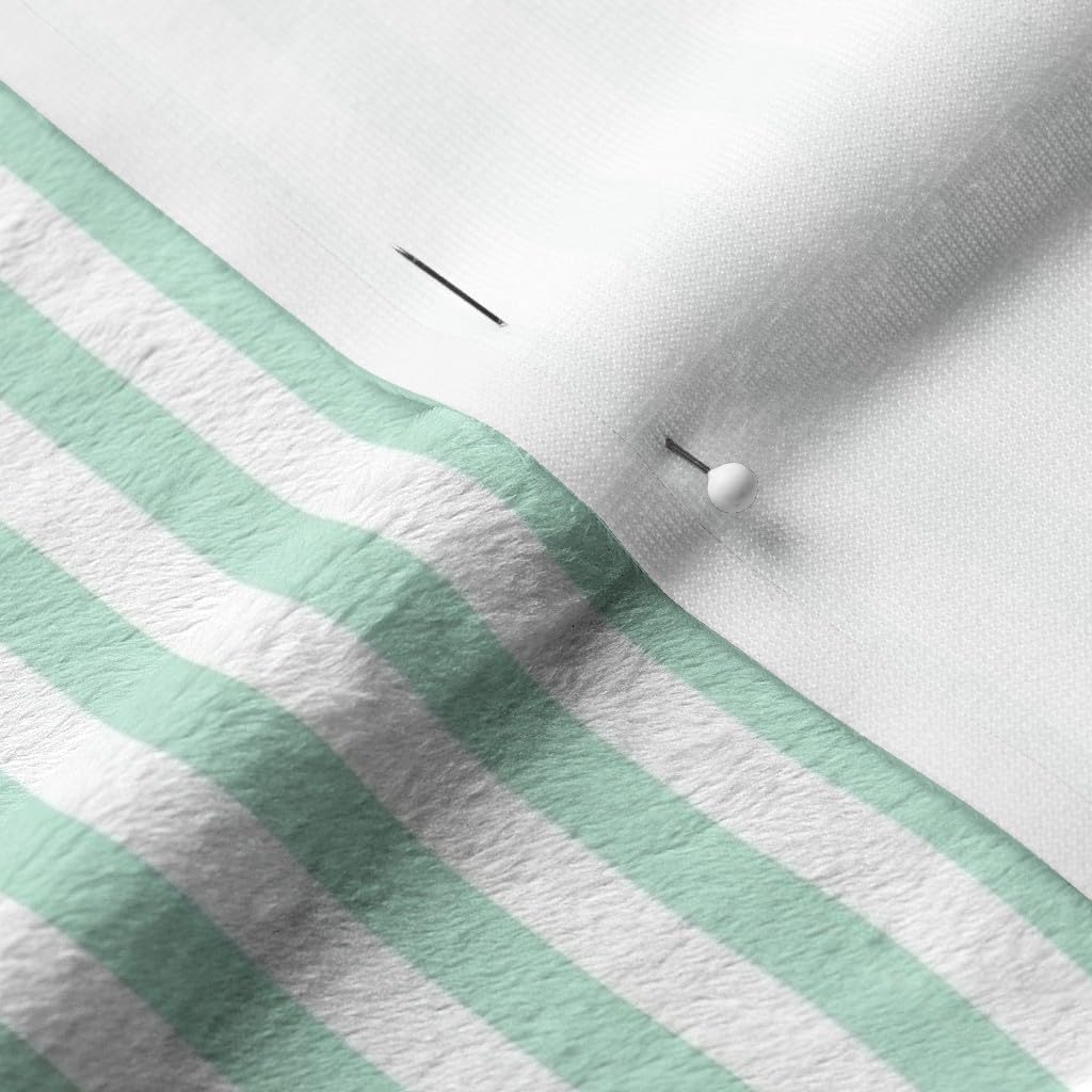Spoonflower Fabric - Stripes Vertical Mint Green Striped Printed on Minky Fabric by The Yard - Sewing Baby Blankets Quilt Backing Plush