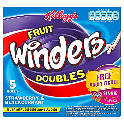 Kelloggs Fruit Winders Rolls Strawberry & Blackcurrent 5 x 17g