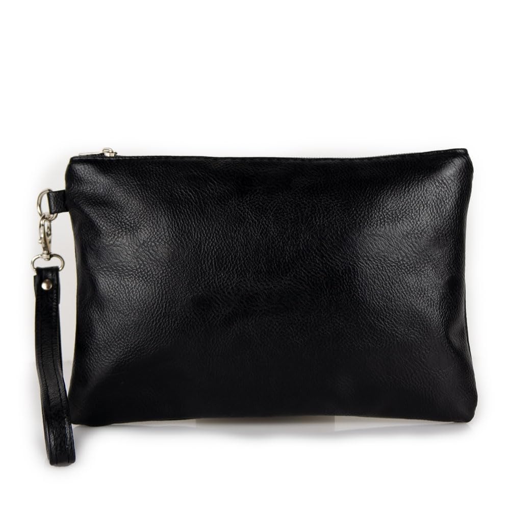 Emila Pochette uomo da polso morbida borsa a mano piccola nera Borsello casual Borsetta x chiavi per portafoglio moto sportiva ragazzo viaggio beauty case marsupio ecopelle primavera estate 2026