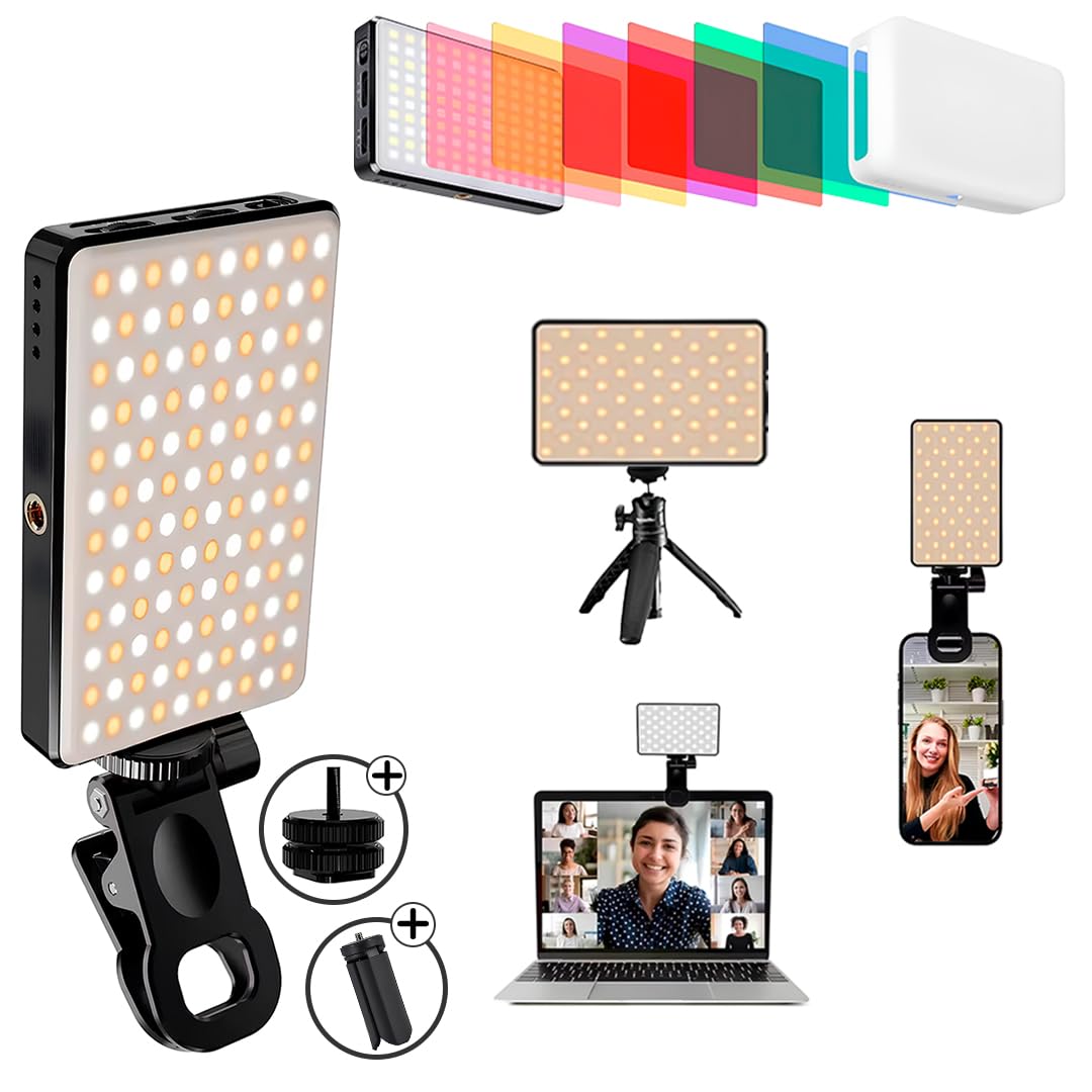 120 LED Selfie Light 3000mAh 6 Color Cards USB Rechargeable for Photo & Video, Portable LED Light with Front Back Clip for Phones Apple iPhone Tablets iPad Laptops Makeup TikTok Stream