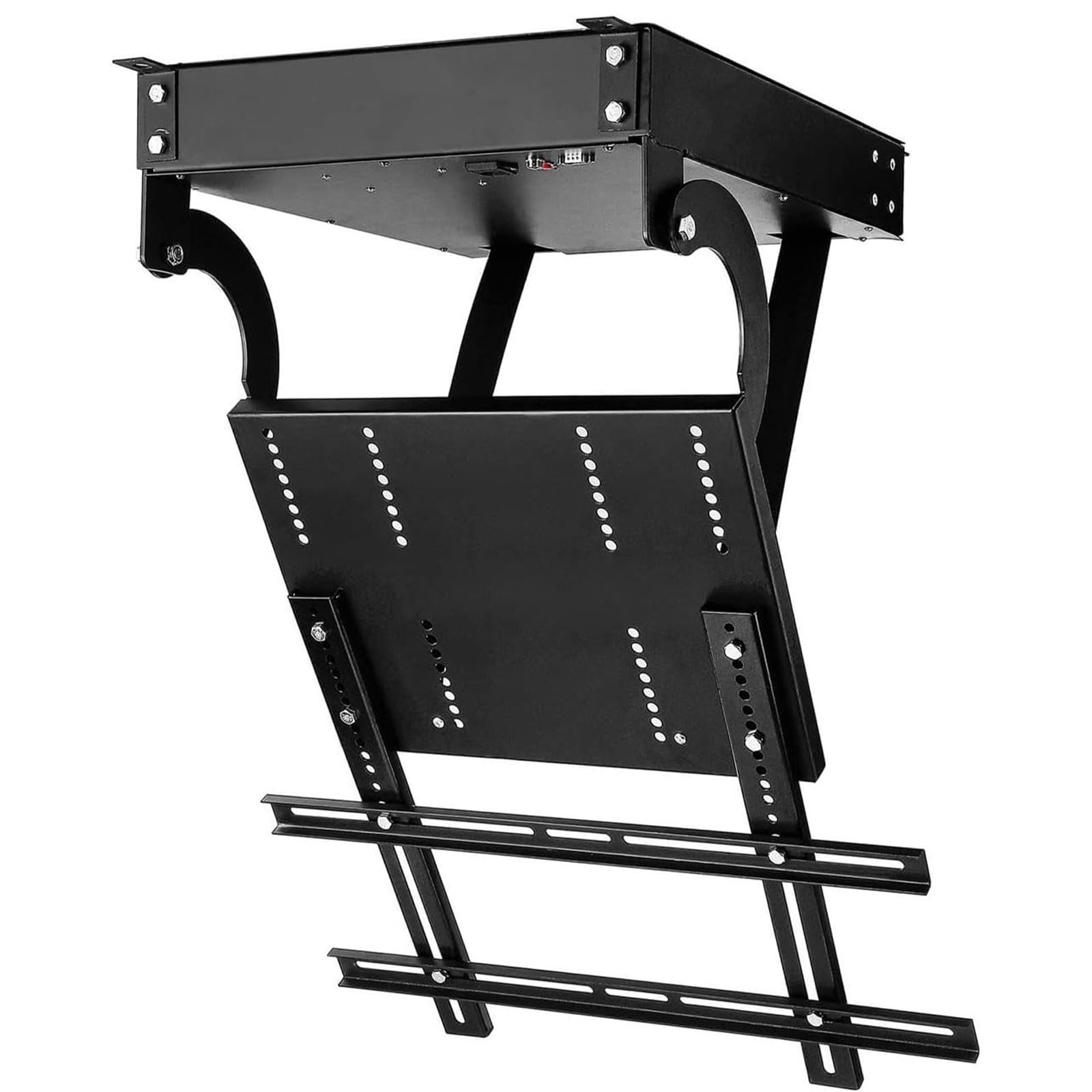 Soporte de TV eléctrico, elevador de techo ajustable con control remoto, soporte abatible motorizado para pantallas de 32 a 98 pulgadas, soporta hasta 175 libras