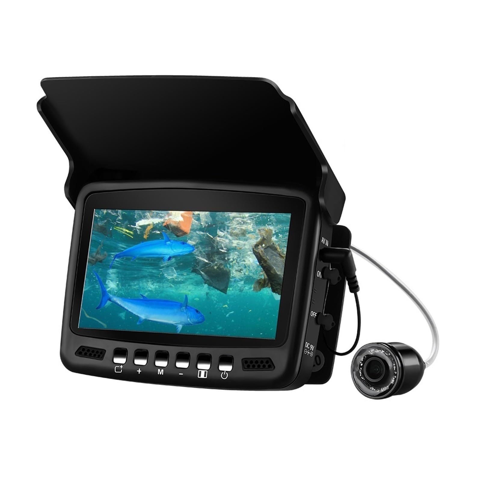 CVFRDD Underwater Fishing Camera Video Fishing Camera Kit 4.3 Inch IPS LCD Monitor 1000TVL Fish Finder For Winter Underwater Ice Backlight ON/OFF for Ice Sea Lake Boat Fishing(Camera 20M Cable)