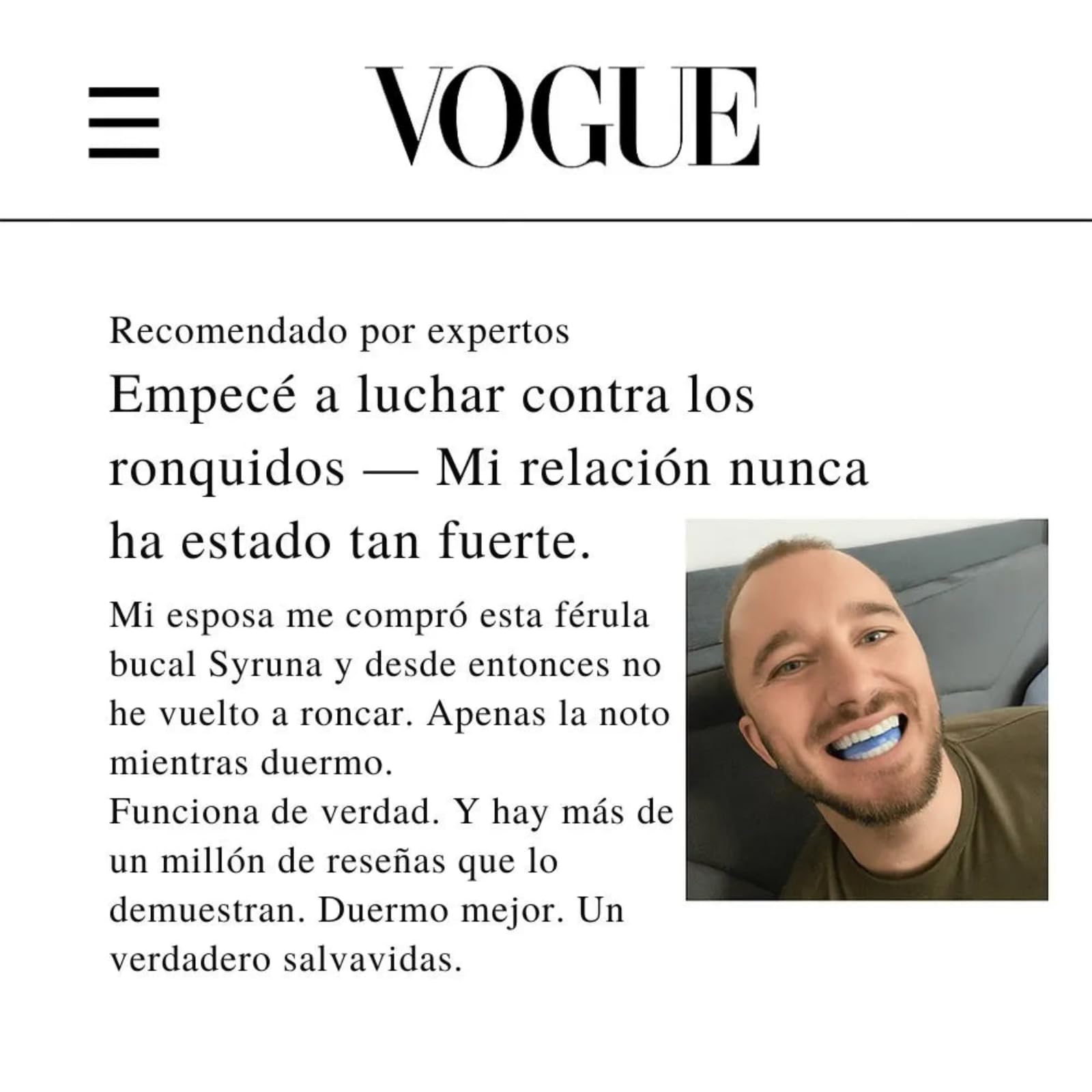 Syruna - Férula bucal médicaantirronquidos, discreta ycómoda，Dispositivo Anti-Ronquidos | Férula Bucal para Sueño Reparador y Respiración Cómoda，Mejorar la Calidad del sueño