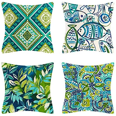 Funda de Cojín Tropical Plantas 45x45cm Juego de 4 Cover