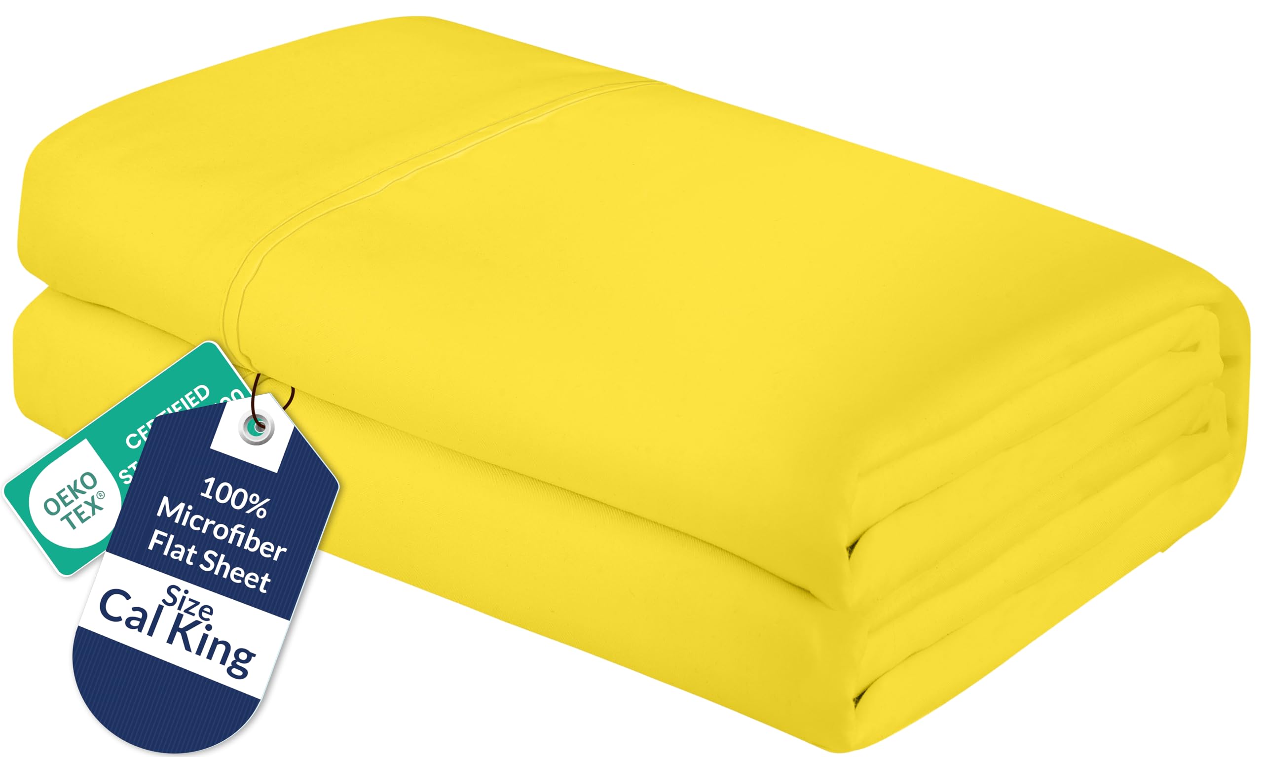 Royale Linens Flat Sheet Only - Brushed 1800 Microfiber - Ultra Soft &amp; Breathable - Wrinkle Resistant - Hotel Quality Flat Sheet Sold Separately - Top Sheet for Bed - (Yellow)