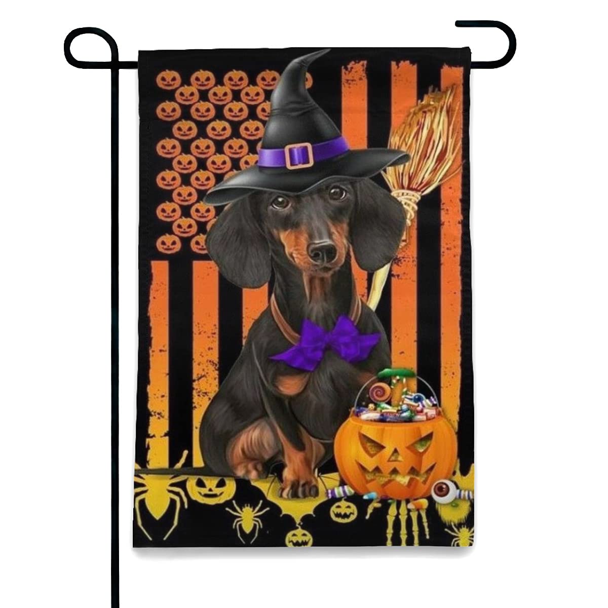 Happy Halloween Jack O Lantern With My Love Dog Dachshund Holiday Garden Flag for Home Outdoor/Indoor Yard Decoration,12 X 18 Inch89,12 x18 Inch