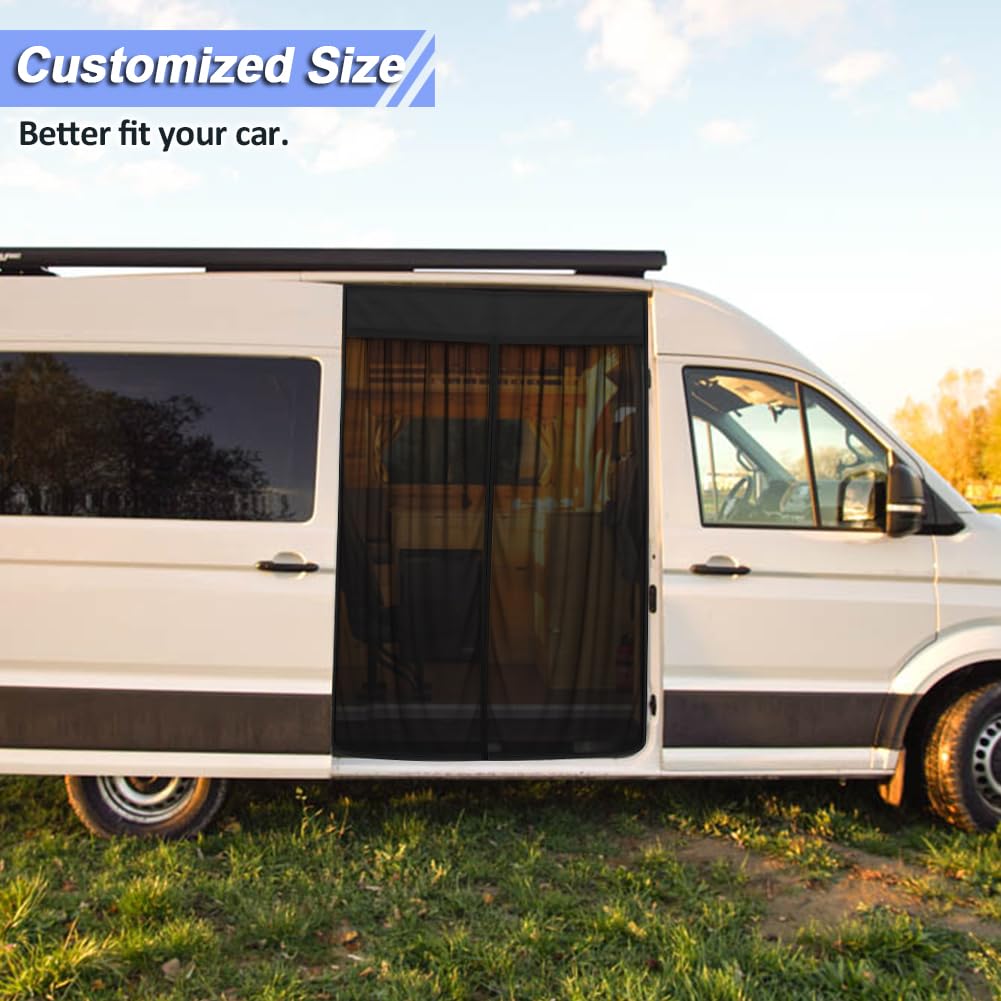 Mosquitera Compatible con VW Crafter II 2017- para Puerta Corrediza | Mosquitera Magnética Protección contra Insectos y Solar, Red de Sombra para Puerta Lateral Camping
