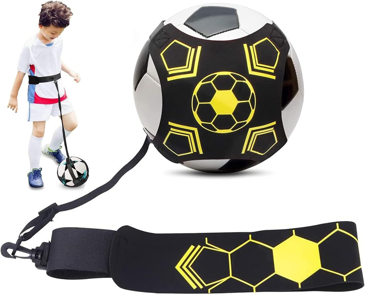 Football Kick Trainer, Hands-Free Adjustable Solo Soccer Trainer, Soccer Training Equipment for Kids and Adults, Practice Aid Control Skills Football Training Belt