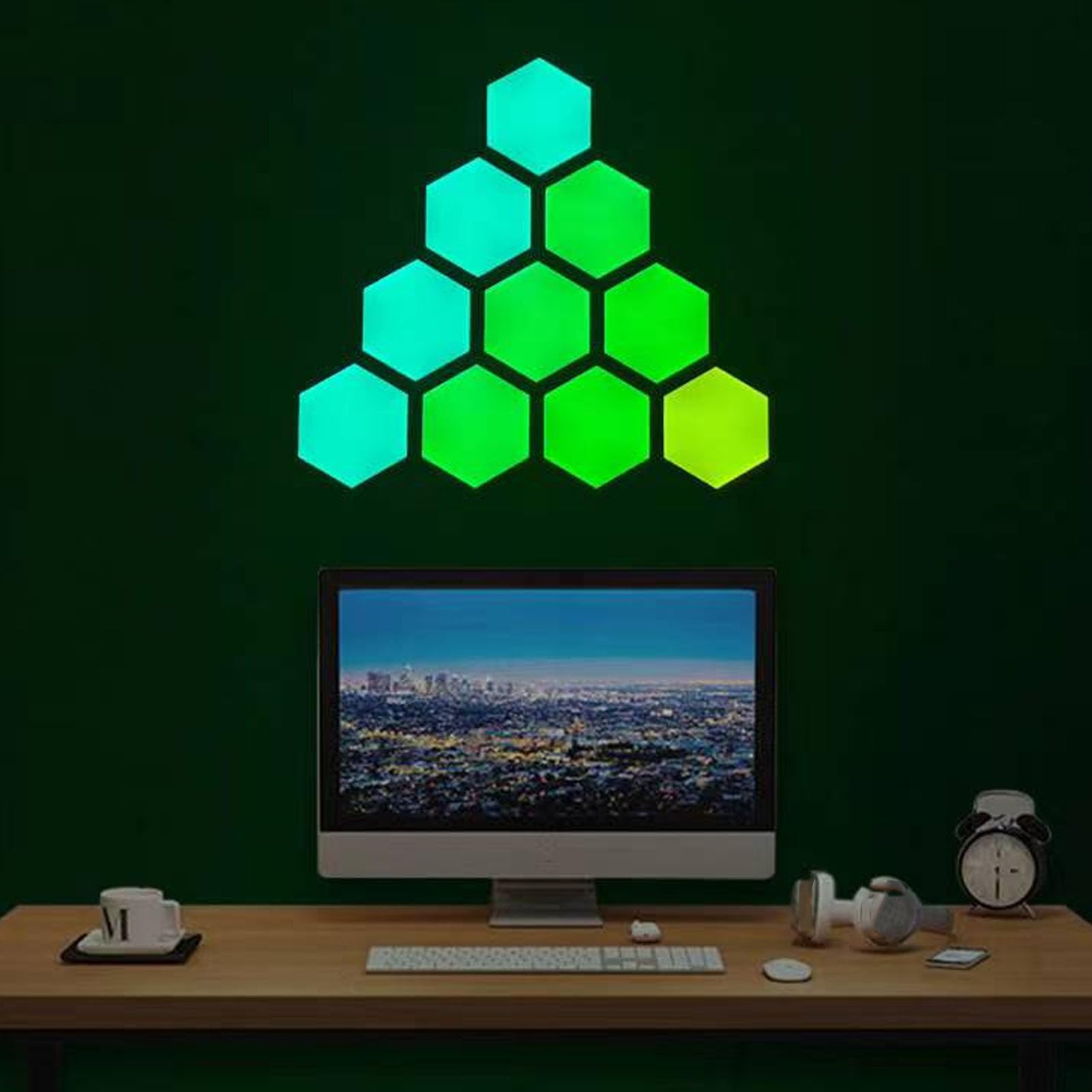 Focket Luces Hexagonales, Luces de Pared LED RGB de Sincronización de Música con Aplicación Inteligente y Control Remoto, Paneles de Luz LED Hexagonales Ensamblados con Bricolaje
