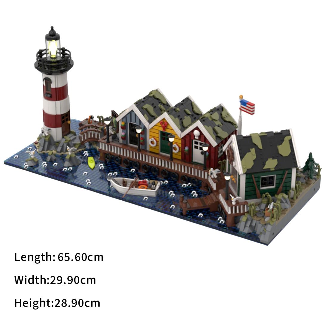 Architektur Klemmbausteine Set, 4955 Teile Leuchtturm & Küstendorf Diorama Modellbausatz, Nordatlantische Coast Town MOC Display Bauwerk für Erwachsene, MOC-220004