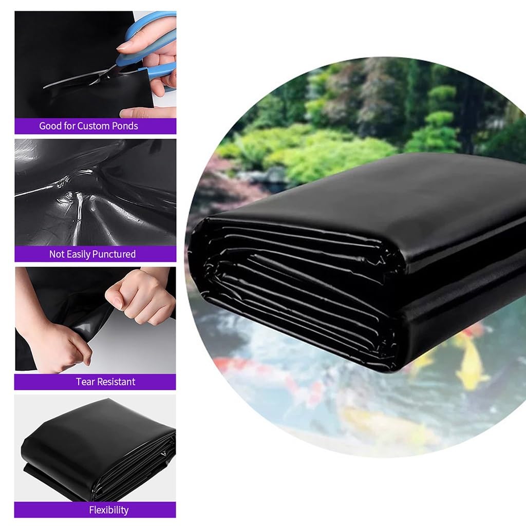 Generico Rivestimento per laghetto 4x5m 4x8m 5x5m 6x9m 7x9m Telo per Laghetto con Resistente allo Strappo in HDPE Spessore 0.12mm per Stagni Piscine Fontana Giardini Acquatici, Pieghevole(4x6.5m)