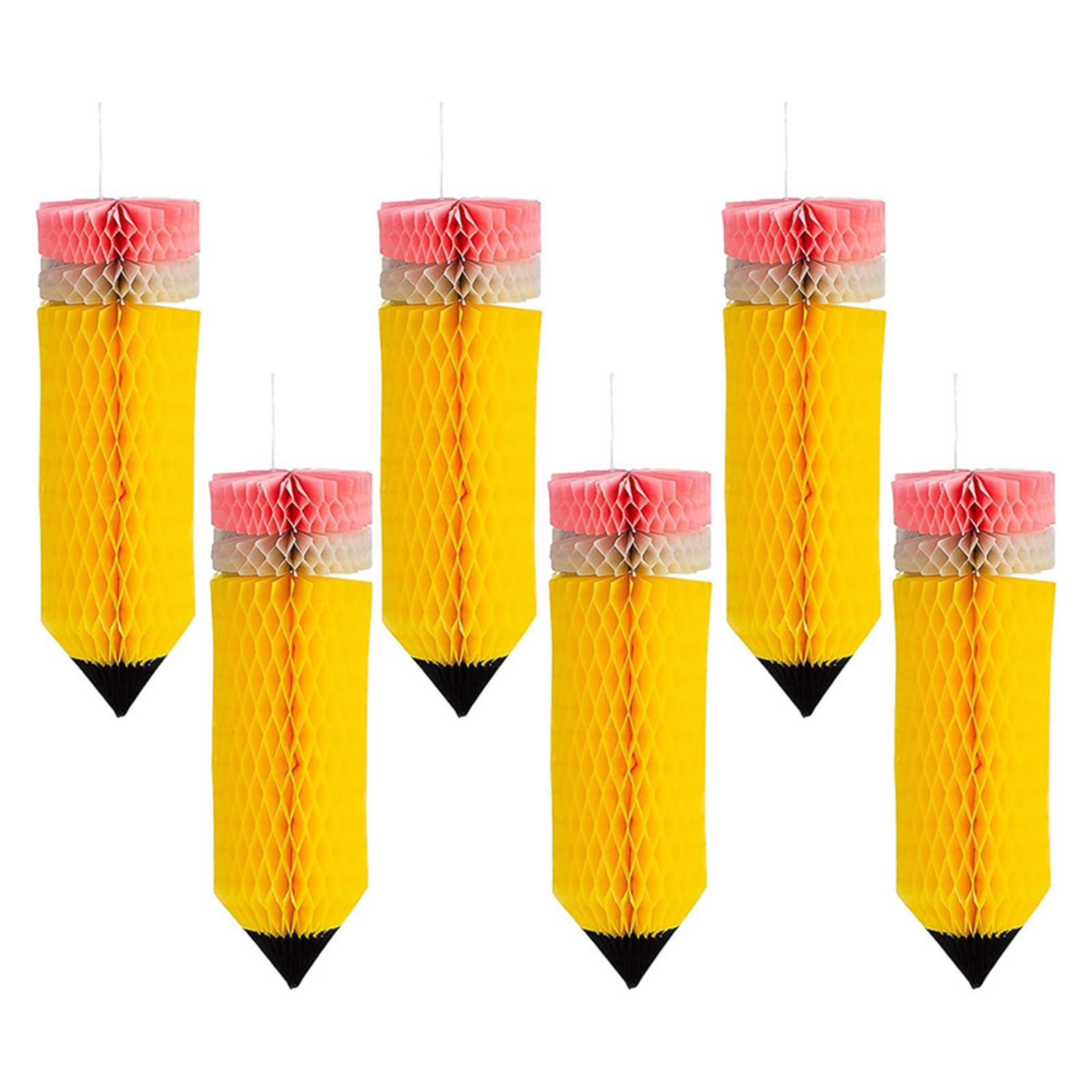 Oxxggkao Of 6 Back to School Hanging Swirls Decorations Pencil Ornament for Classroom Ceiling and Window Party Supplies Back to School Decorations