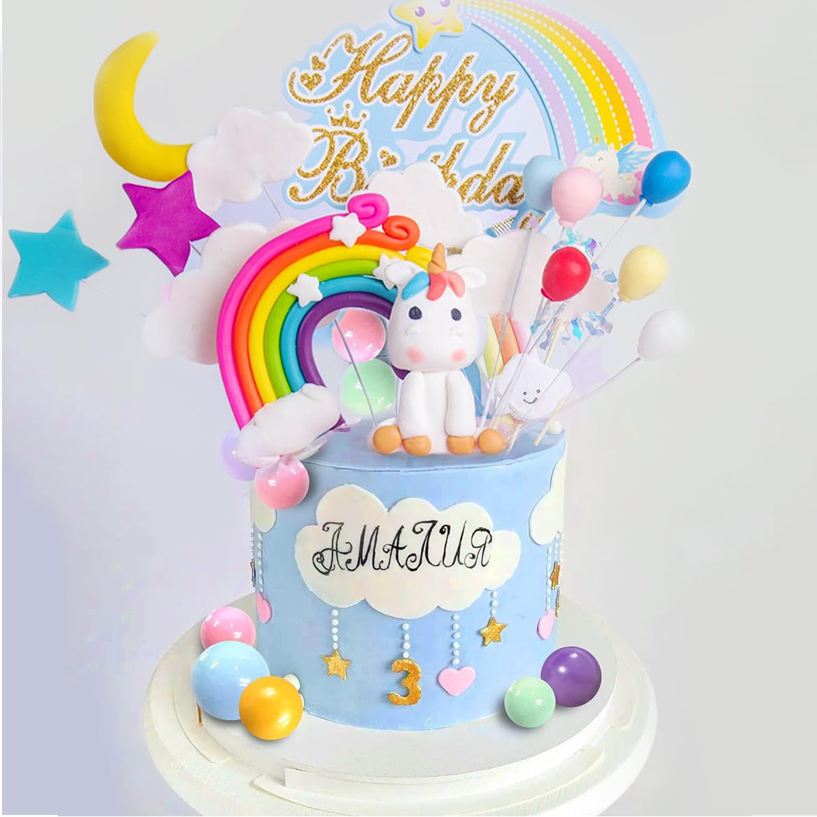 topper per torta arcobaleno pastello topper per torta arcobaleno decorazioni per torte con palline colorate per matrimonio baby shower compleanno
