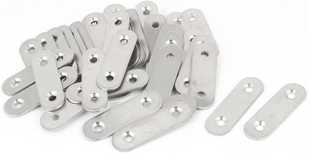 Aexit 50mm x Shelf Brackets & Supports 15mm x 2mm Stainless Steel Straight Brace Bracket Flat Repair Brackets Plate 40PCS