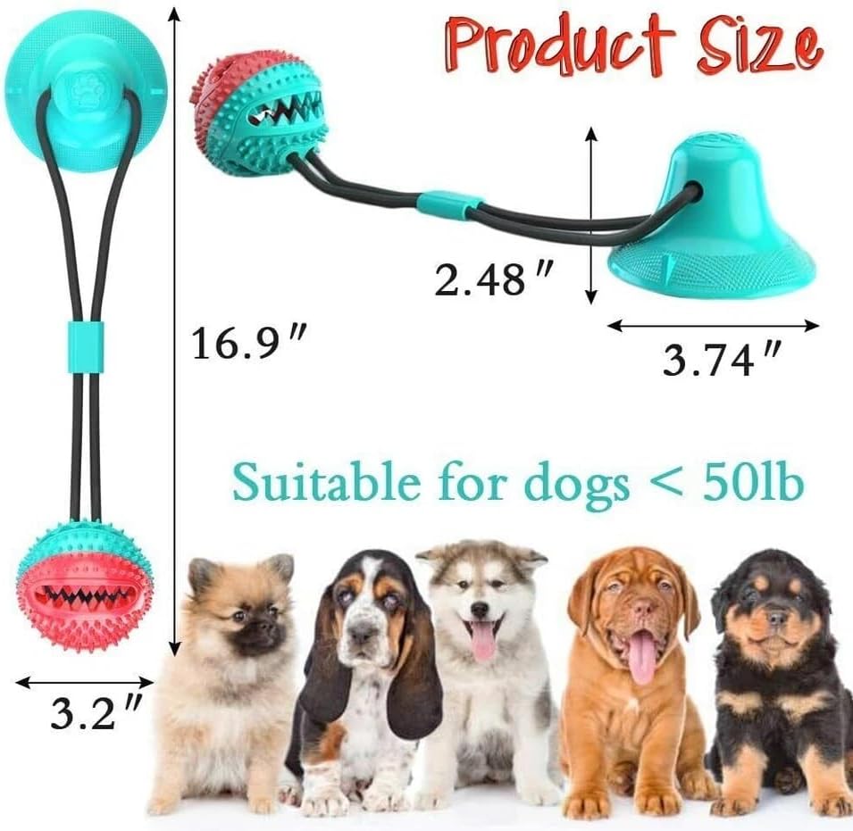 Dog Chew Toy for Aggressive Chewers, Suction Cup Interactive Tug Toy for Dogs, Durable TPR Teeth Cleaning Toy, Puppy Dental Care Toy for Training, Anxiety Relief & Boredom