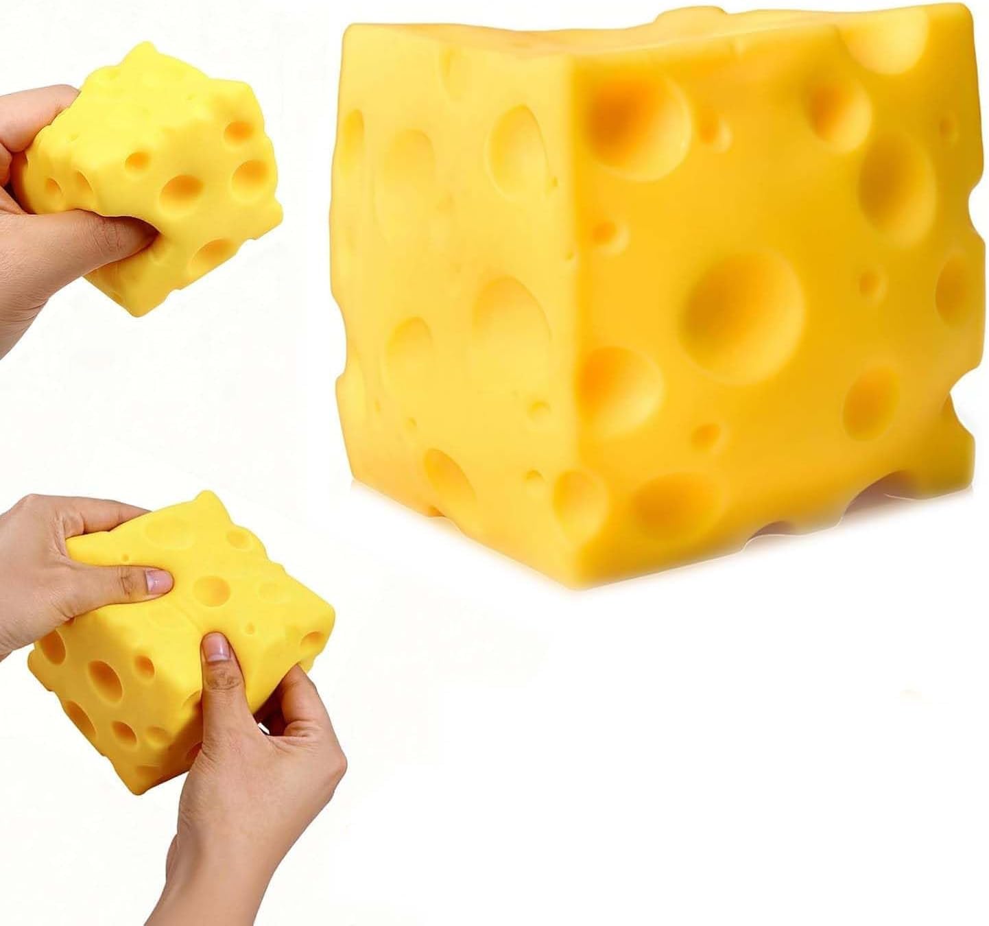 Giant Cheese Squishy Toy, 7cm, Slow-Rebound Squeeze Ball, Realistic Sensory Fidget Toy for Stress and Anxiety Relief, for Adults