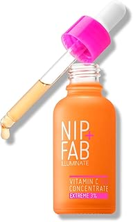 Nip + Fab Vitamin C Fix Booster Face Drops Moisturizing Hydrating Antioxidant Face Brightener for Skin Brightening and Toning with Acai Fruit Extract and Panthenol, 30 ml