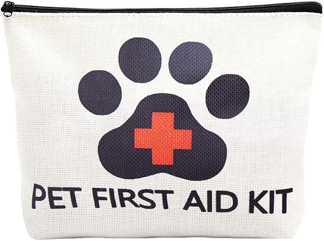 Pet First Aid Kit Empty for Dog Puppy Cat Owner Travel Medical Pill Med Bag Cavas First Aid Pouch Empty Emergency Bag Adventure Medical Kit for Traveller Toiletry Storage Organizer Pouch