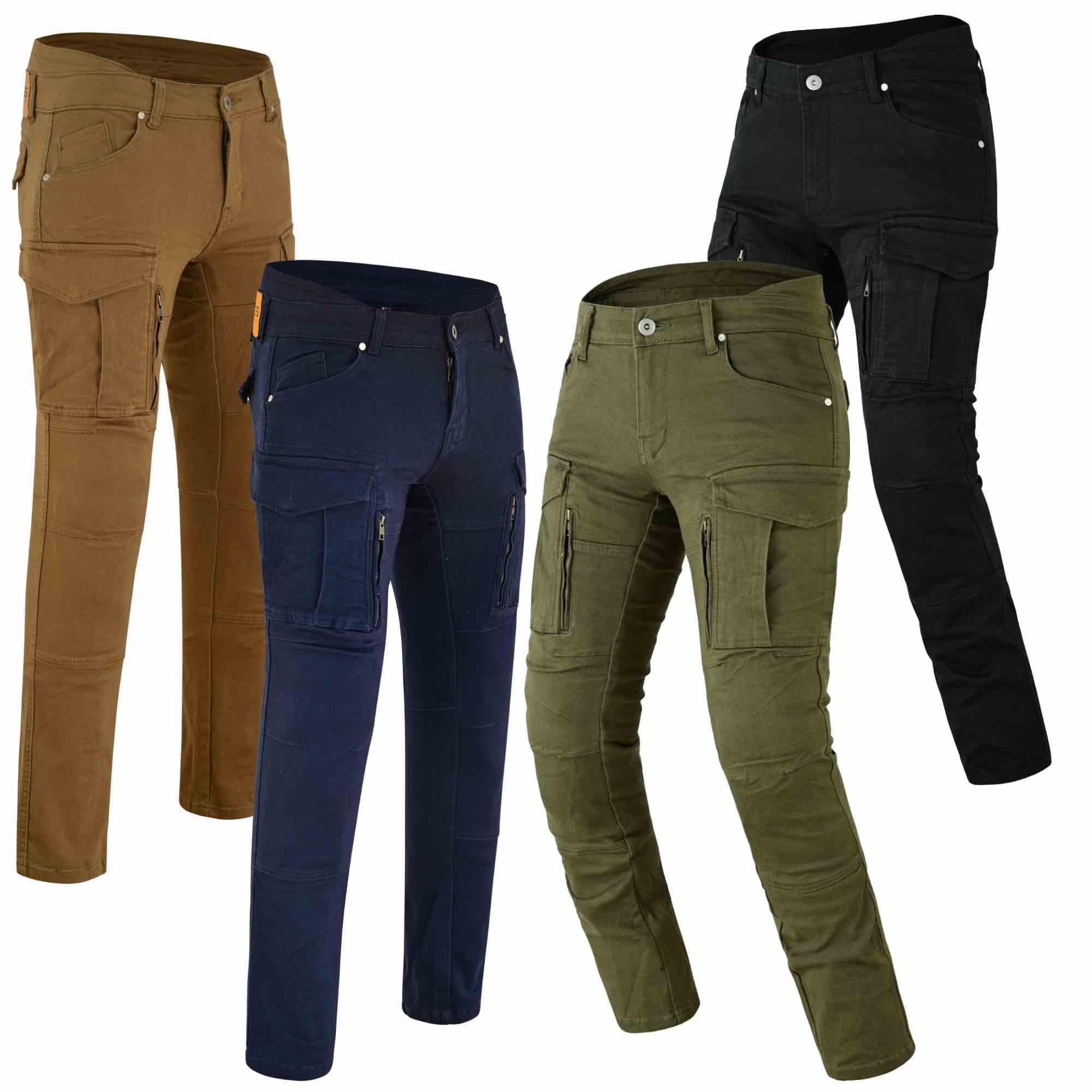 BOSmoto Motorrad Hose Herren Cargo Schwarz,Aramid & Kevlar Schutz, CE-Protektoren, Herren Motorrad Aramid Cargo Hose