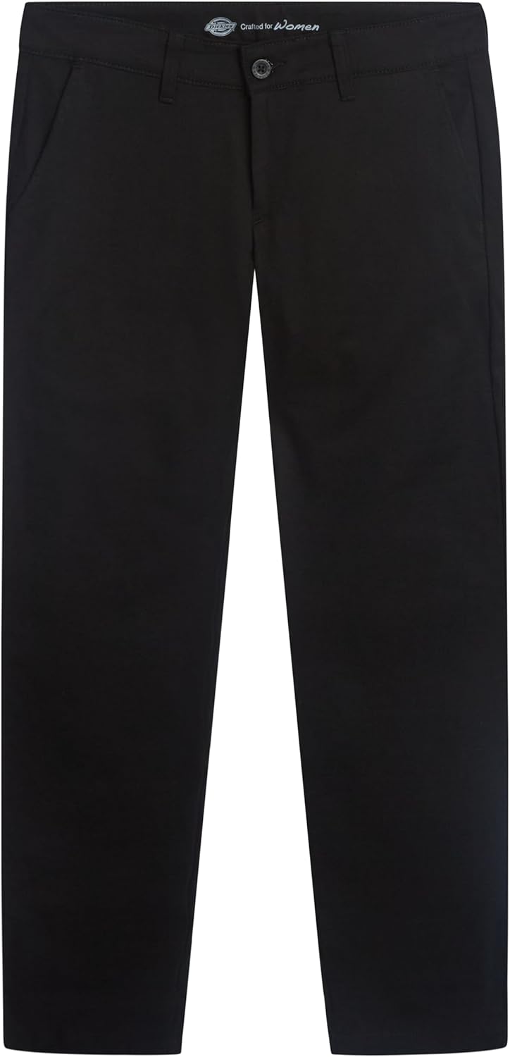 Dickies Women's Straight Flex Twill Pant Pants, Rinsed Black, 14