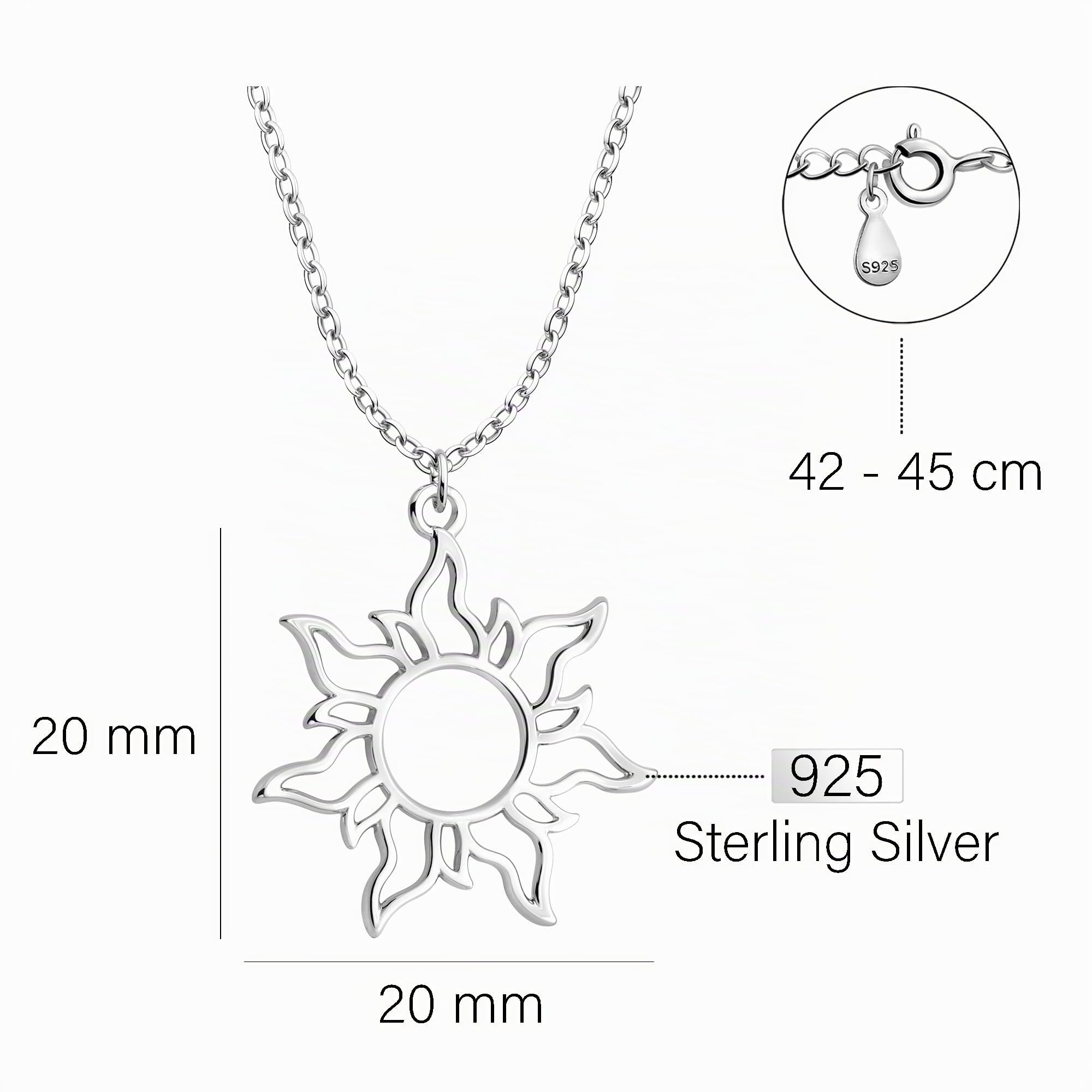Sofia Milani - Damen Halskette 925 Silber - Sonnen Anhänger