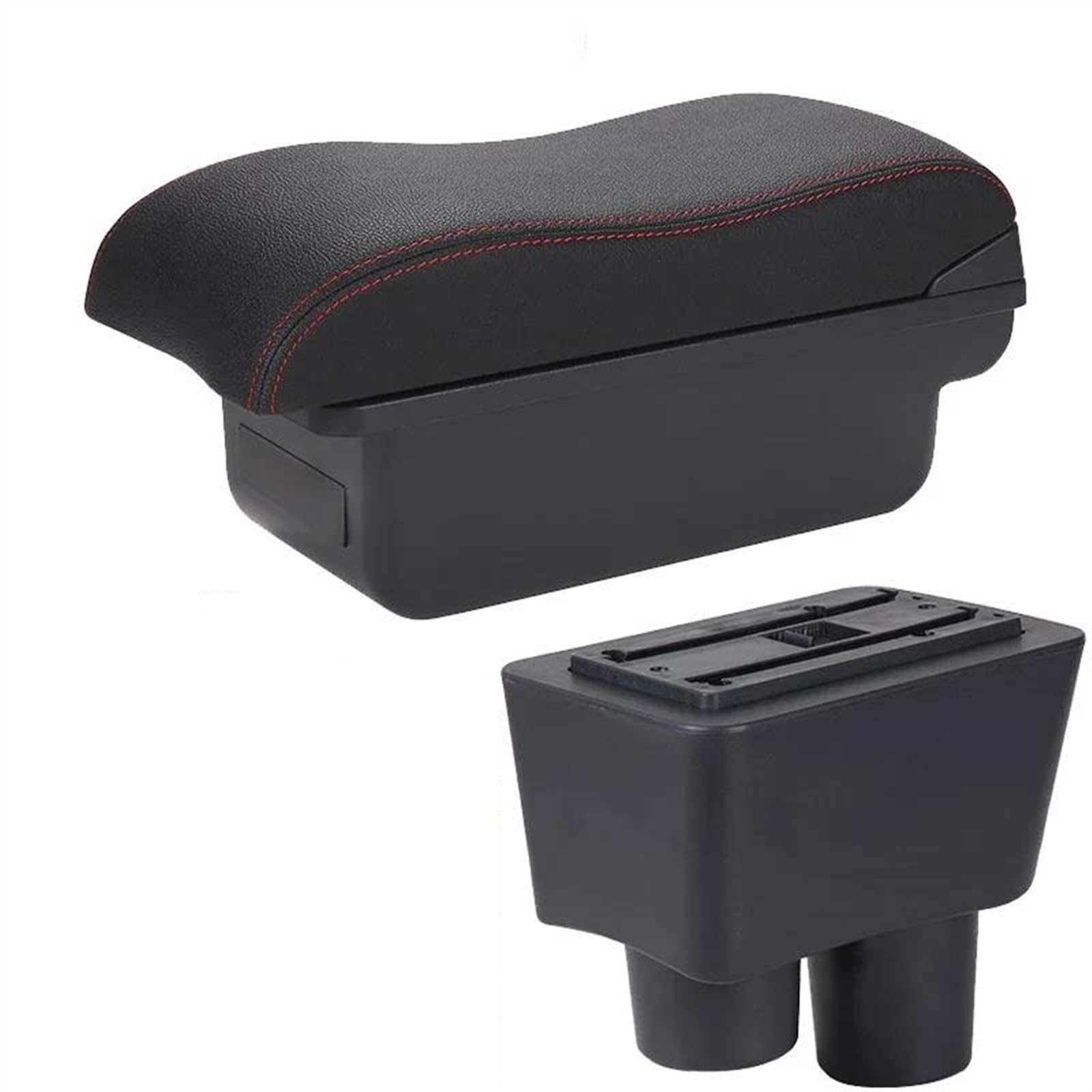 NOHEEU Car Interior Accessories Center Console Storage Box Multi-function Armrest For Almera For Versa(C1 Black red NO USB)