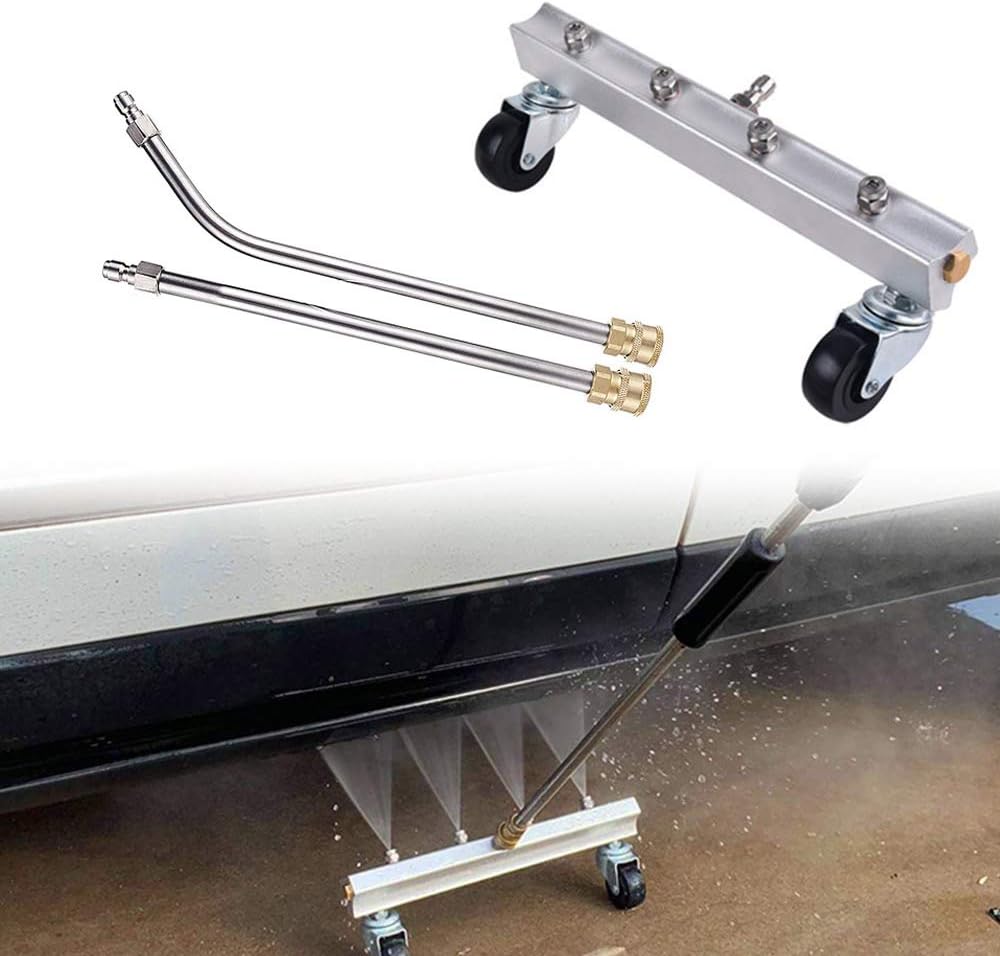 GMKD Under Water Car Broom, Car Chassis Tool Washing with 2 Tubes Extenders, Pressure Cleaner Washing Machine Undercarriage with 4 Nozzles for Cars Trucks SUV, 1500-4000psi