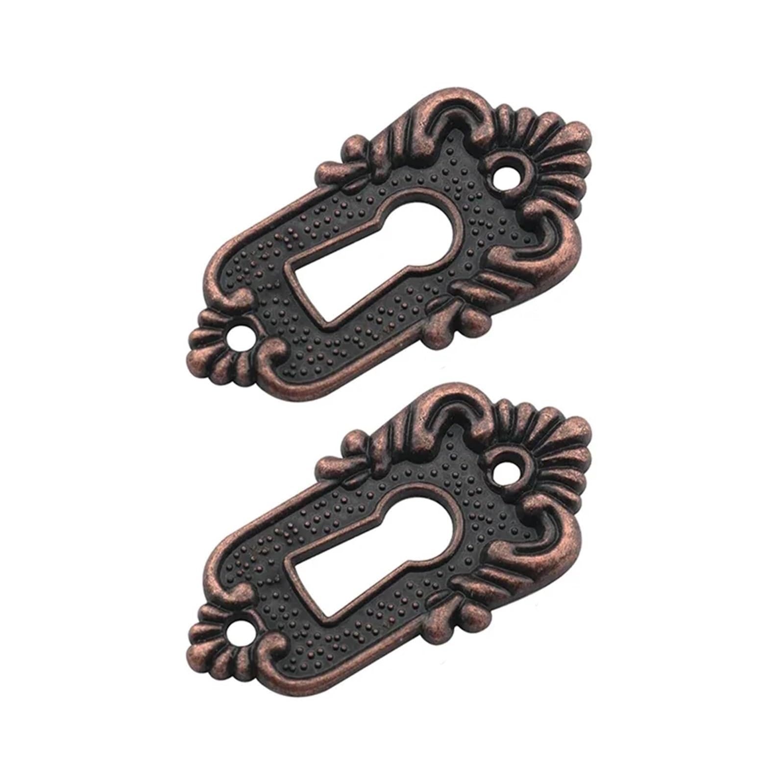 Usohjz Red Bronze 4Pc Antique Keyhole Covers 45X23mm Drawer Lock Head Patch Corner Decorative Angle Code Alloy Plate For Wooden Jewelry Boxes(Red Bronze)