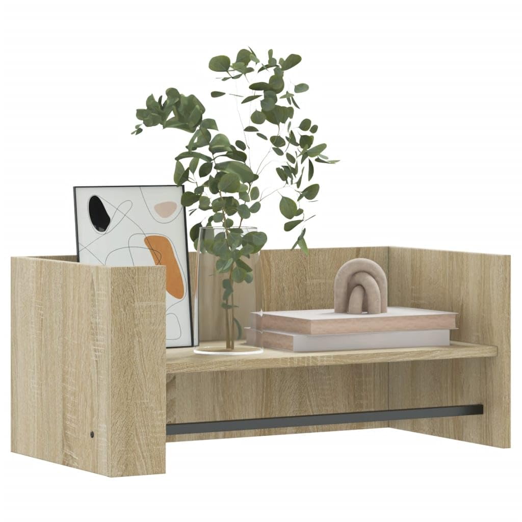 Estantería de pared de roble Sonoma, 70,5 x 35 x 30,5 cm, material de madera, estantería flotante para baño con barra colgante, ahorro de espacio para dormitorio