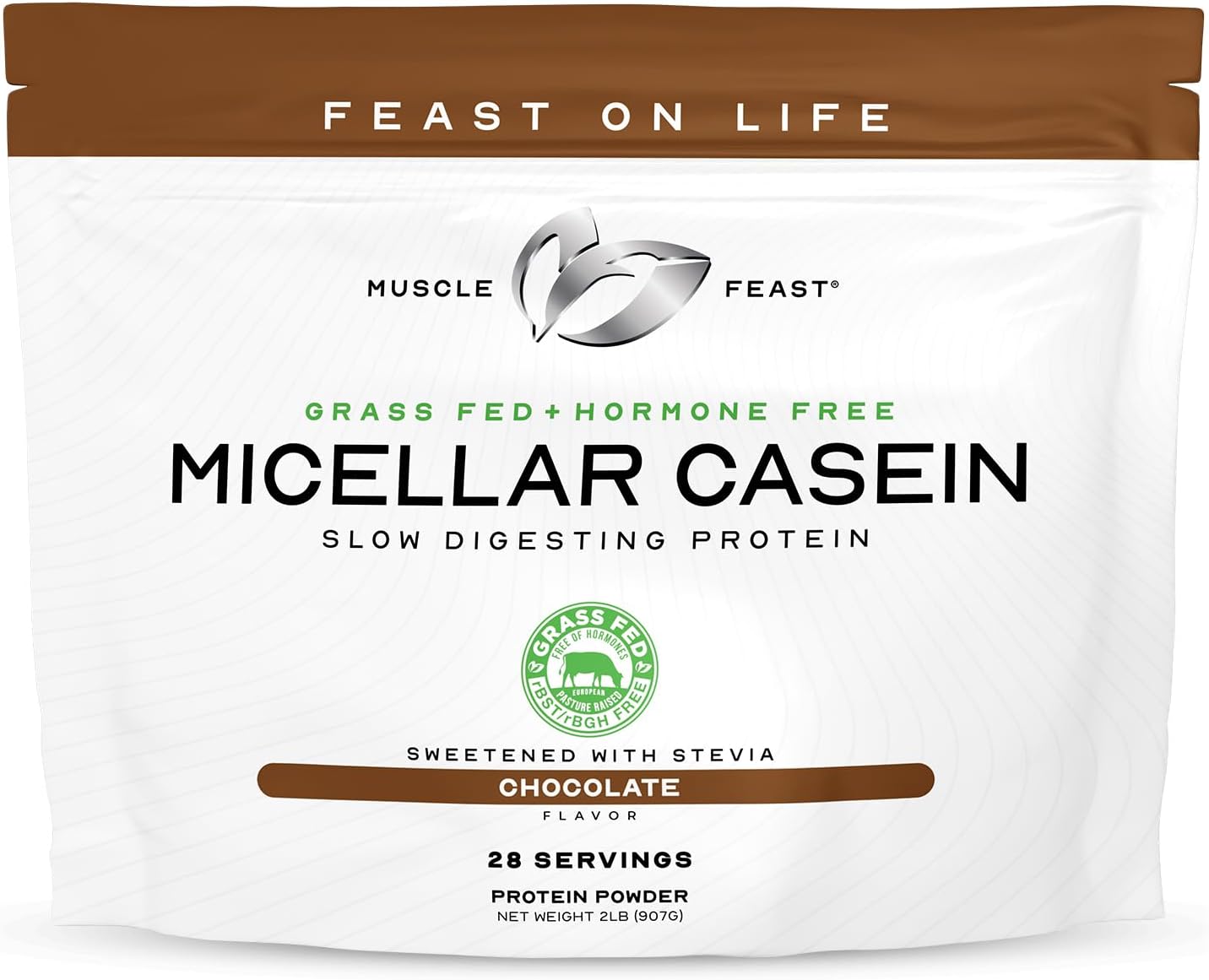 Muscle Feast Micellar Casein Protein, All Natural Pasture Raised Hormone Free Soy Free, Chocolate, 2lb