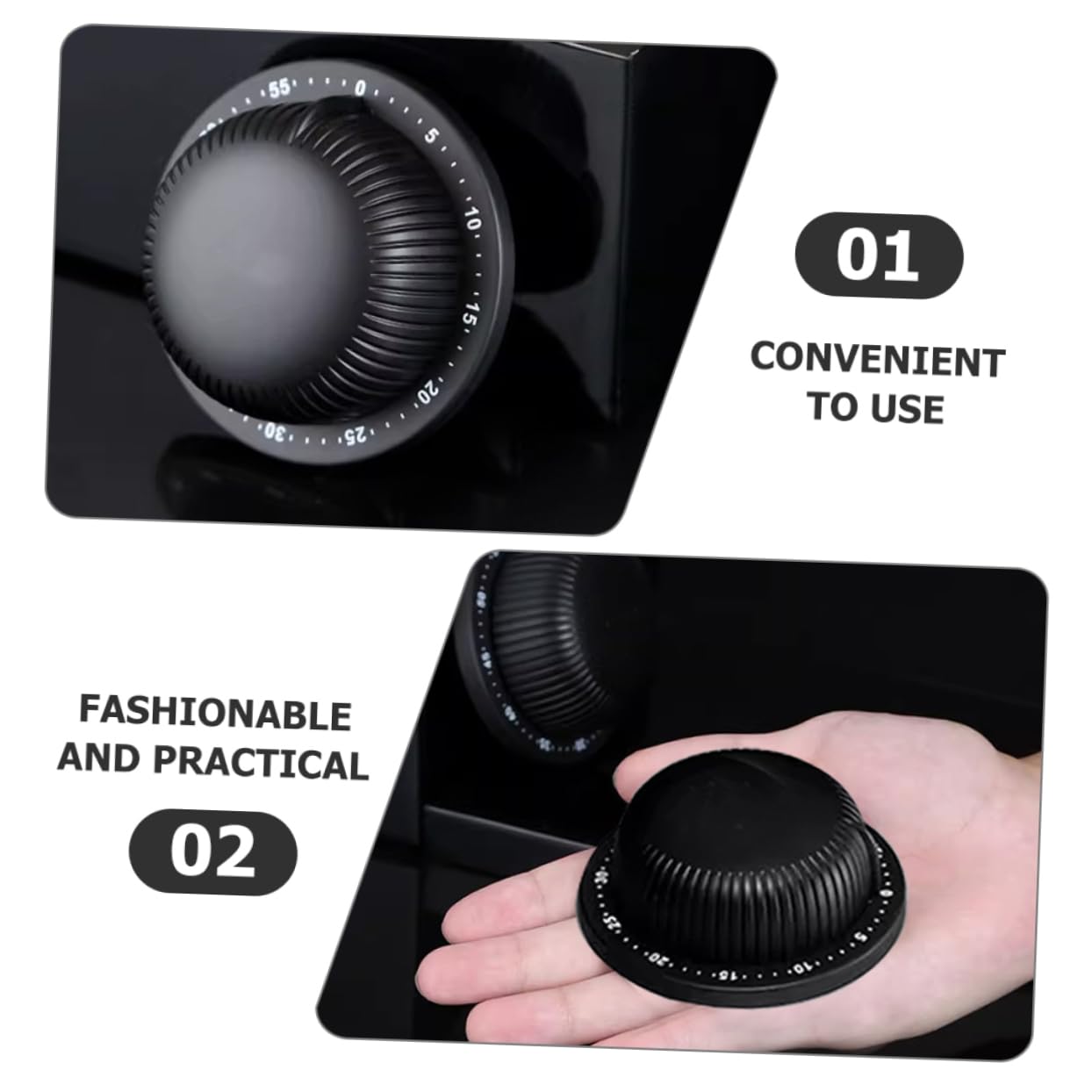 3 Piezas Temporizador de Cocina Temporizantes de la Cocina cocinando temporizadores magnéticos para cocinar Temporizador silencioso Acero Inoxidable Black