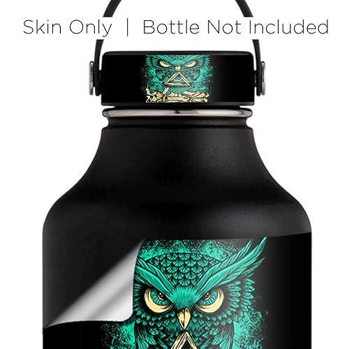 Miniatura 3 de Skin Decal for Hydro - Botella de agua de boca ancha de 64 onzas, solo envoltura de vinilo, búho impresionante malvado