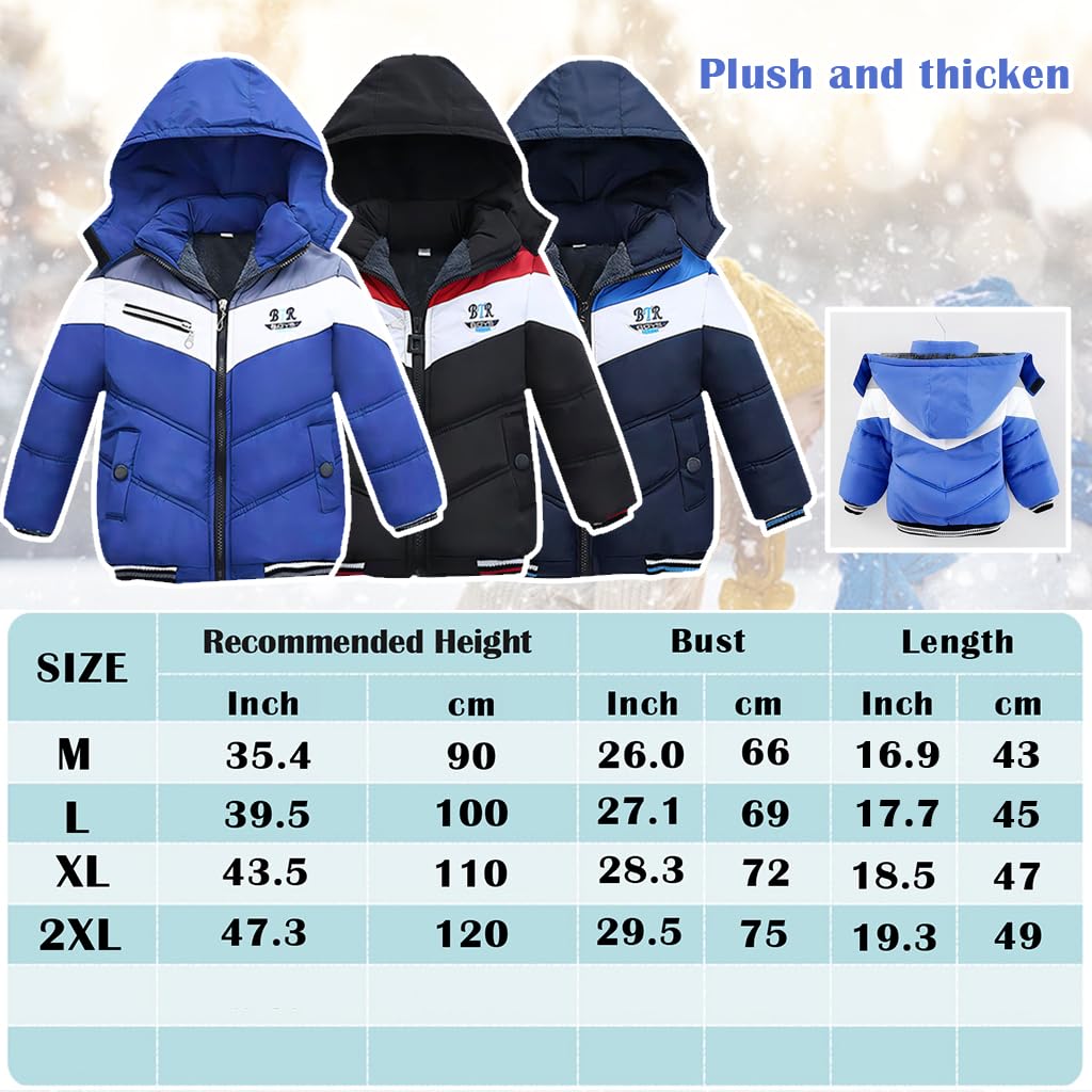 linboo Manteau Garçon Enfant Doudoune Hiver Veste à Capuche Epais Blouson Doublure Polaire Chaud Parka Rembourré Vêtement d'Extérieur