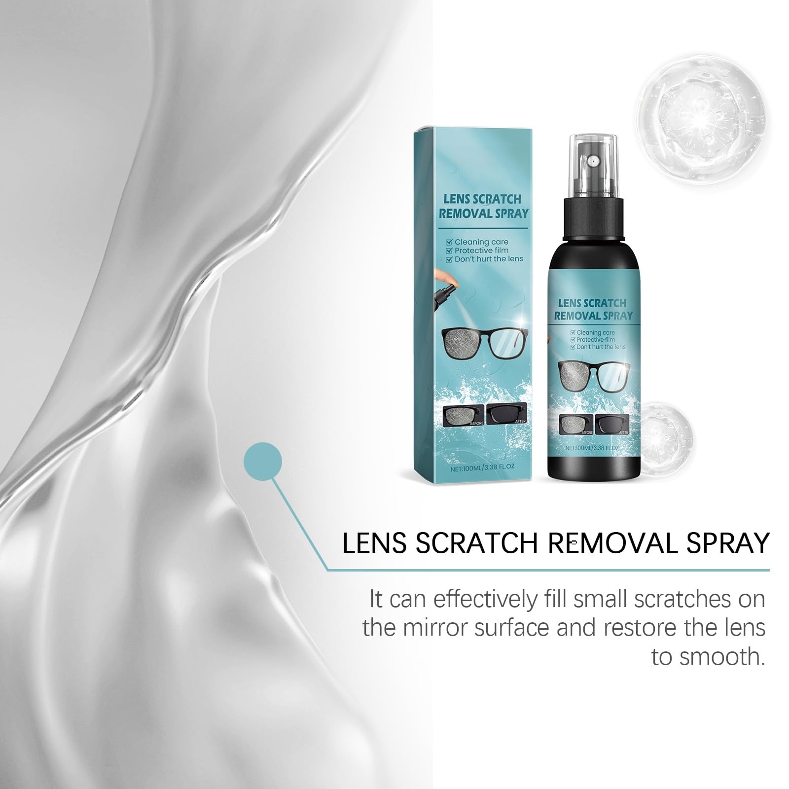 Brillenkratzerentferner-Spray, Kratzerentferner für Brillengläser und Sonnenbrillen, Reinigungs- und Pflegemittel für Brillengläser, Glaskratzerentferner (6pcs)
