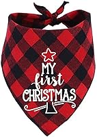 Vista 5 de First Christmas Dog Bandana,Buffalo Plaid Dog Scarf for Small Medium Large Dogs