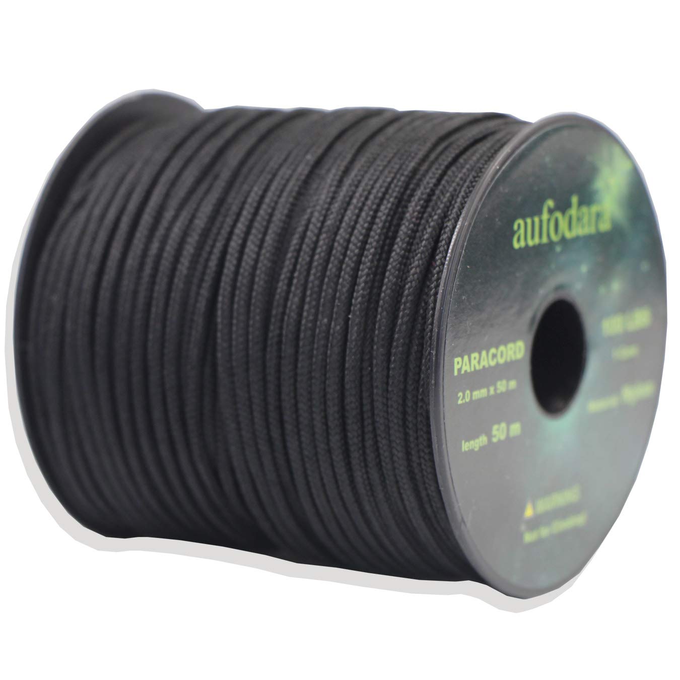 aufodara 50 Meters Paracord Schnüre 2mm Nylon Seil 1 Kern-Strängen (schwarz, 50)