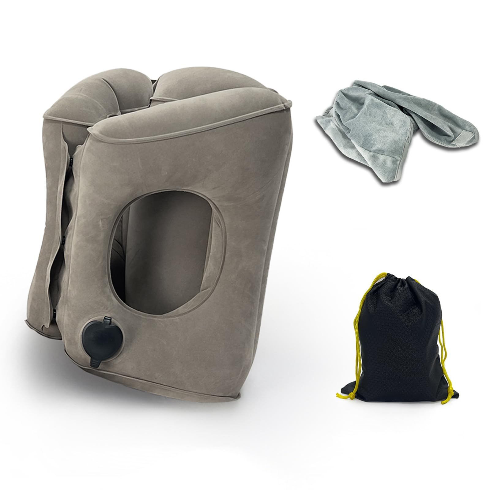 zenggp Inflatable Neck Pillow, Sleeping And Napping For Travel Office, Head And Chin Pain, Sleep Support For Airplane Cars Train, And Long Flight To Avoid, With Storage Bag