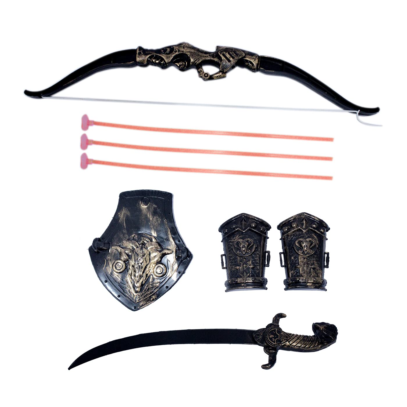 Morges Play Warrior Weapon Set with Talwar Arm Guards and Shield Bow for Boys & Girls