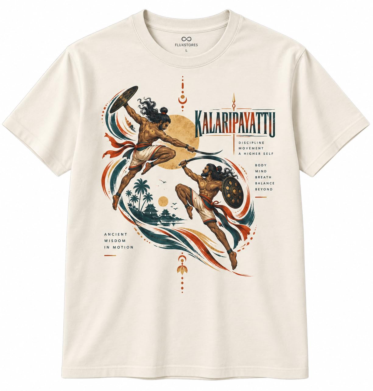 Fluxstores Kalaripayattu Strike Graphic T-Shirt 170 GSM Cotton