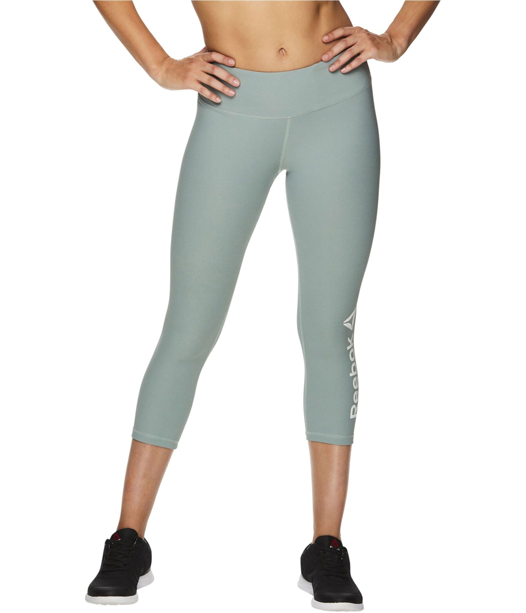 Reebok Womens Branded Capri Compression Athletic Pants S995 XS/20, Green, X-Small
