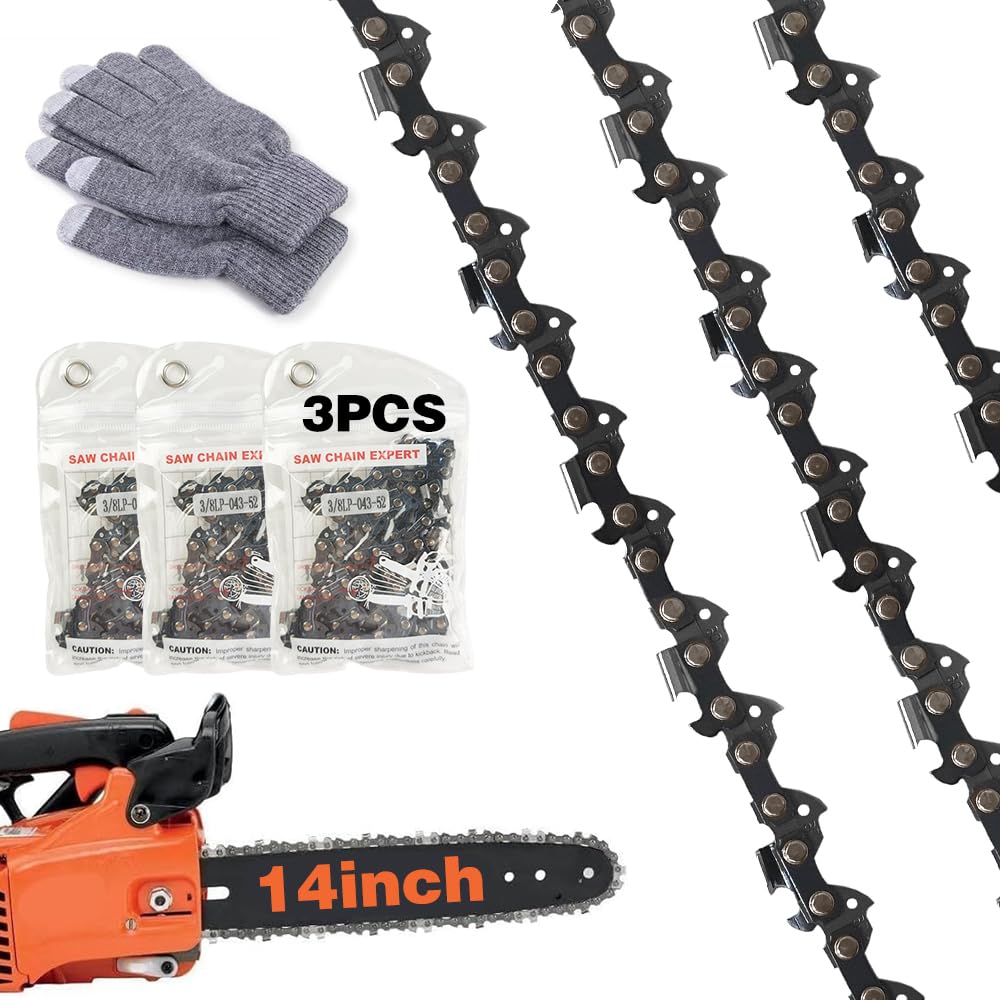 Łańcuch do piły z mieczem, długość 35 cm, 3/8" LP, grubość ogniwa napędowego 1,3 mm, 52 ogniwa napędowe, kompatybilne z Husqvarna, Makita, Einhell, McCulloch, Dolmar i wielu innych